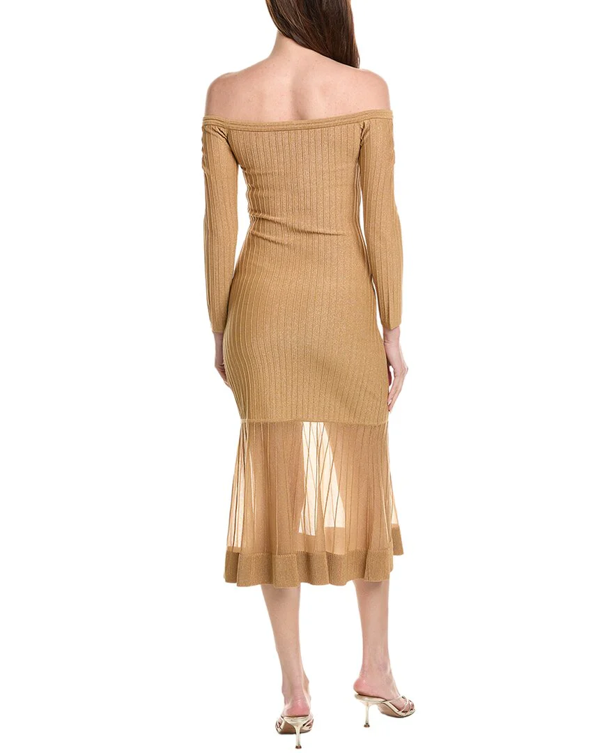 Milly Rudy Off The Shoulder Sheer Knit Midi Dress - Image 2