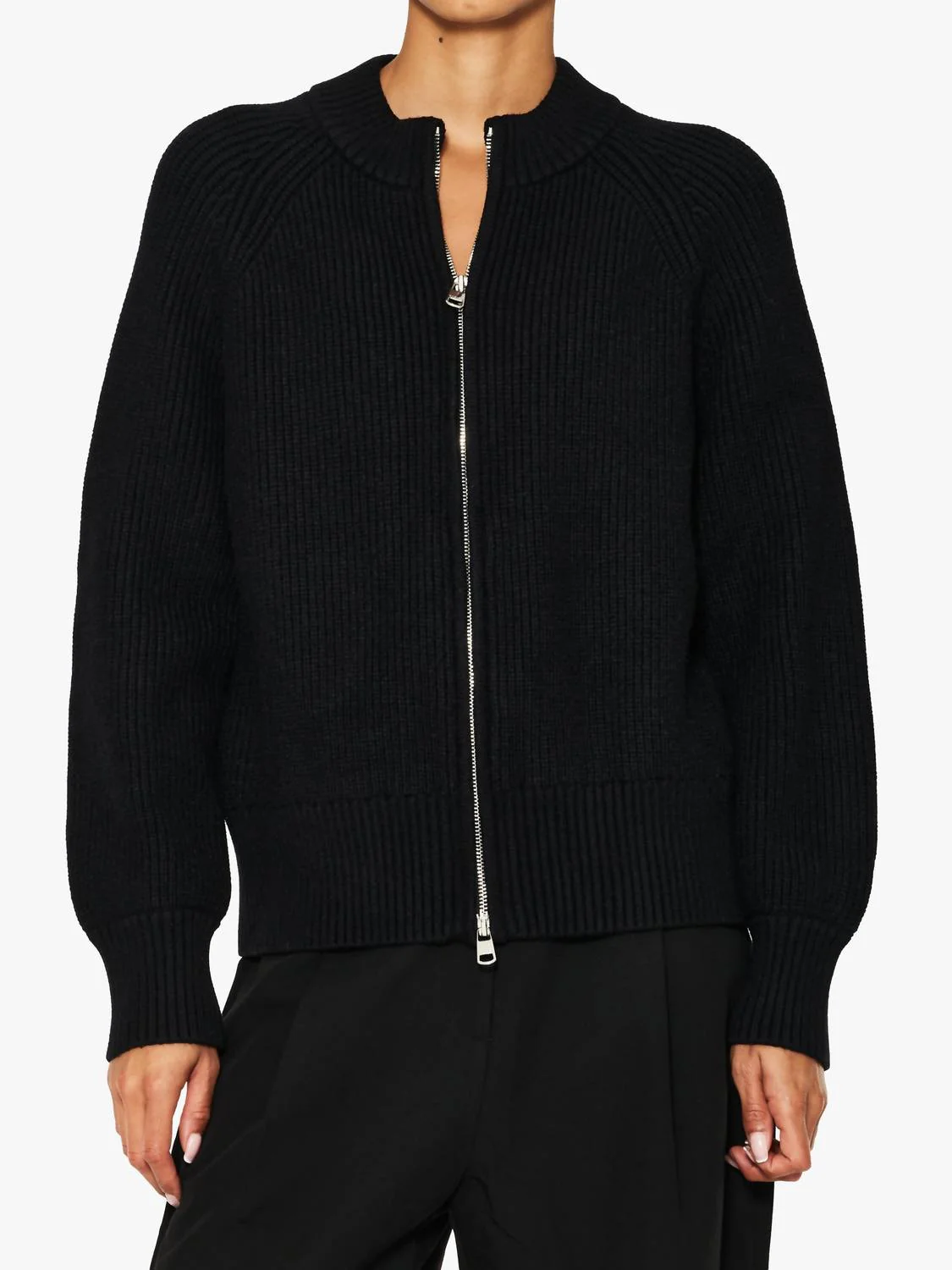 Milo Zip Through Knit Jacket In Black