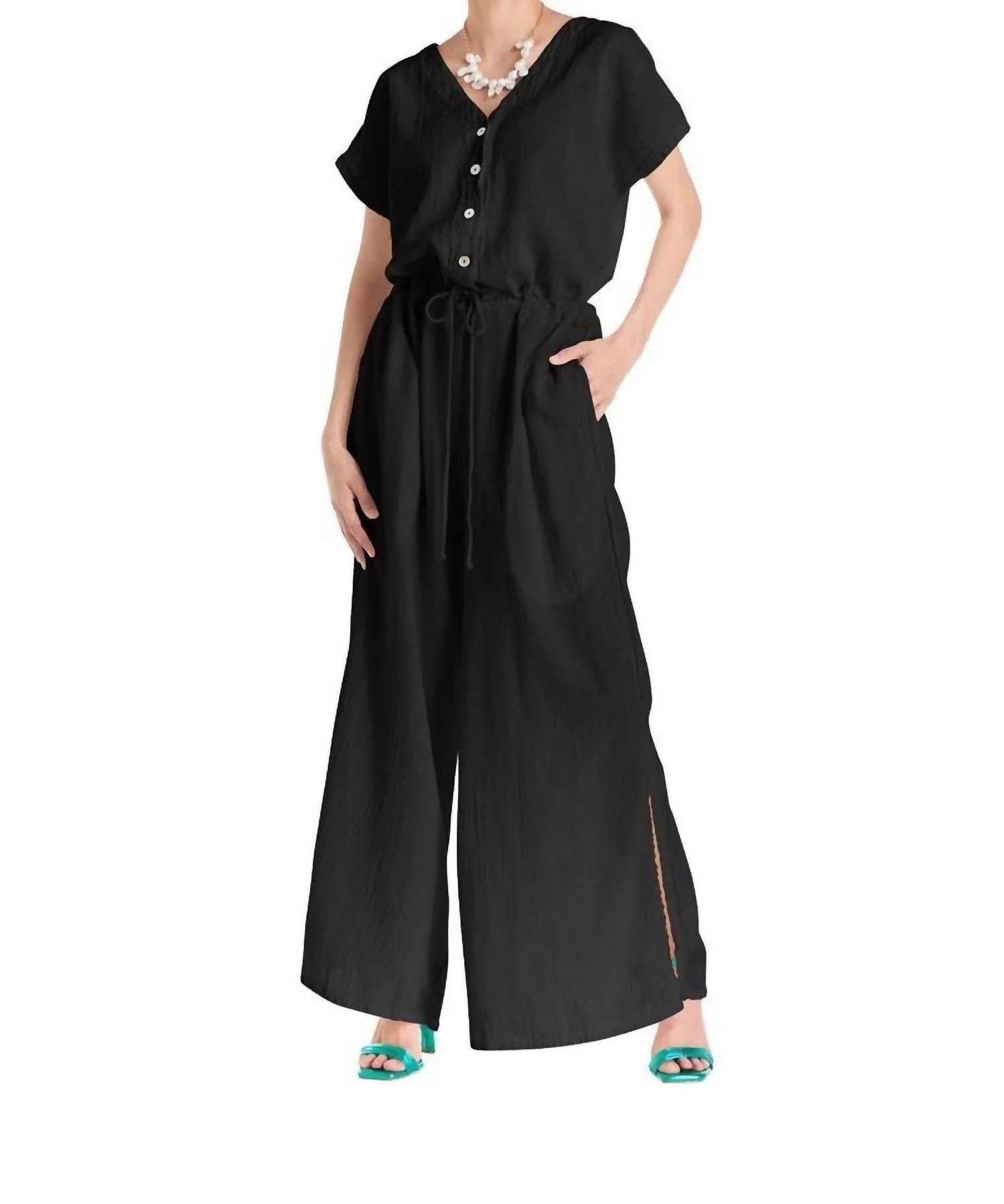 Mina Wide Leg Jumpsuit In Black