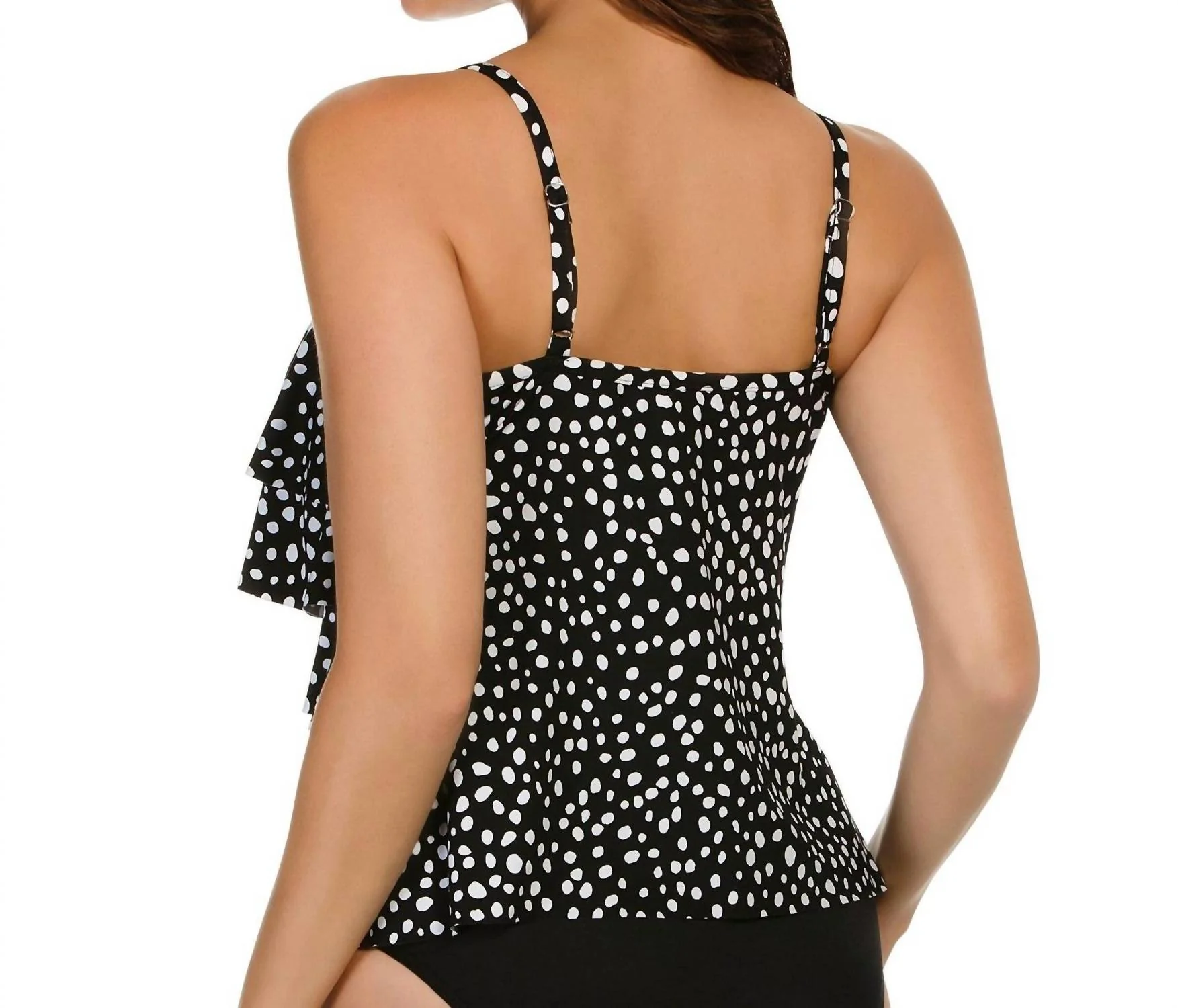 Mini Dot Dd-Cup Tiering Up Tankini Top In Black/white - Image 2