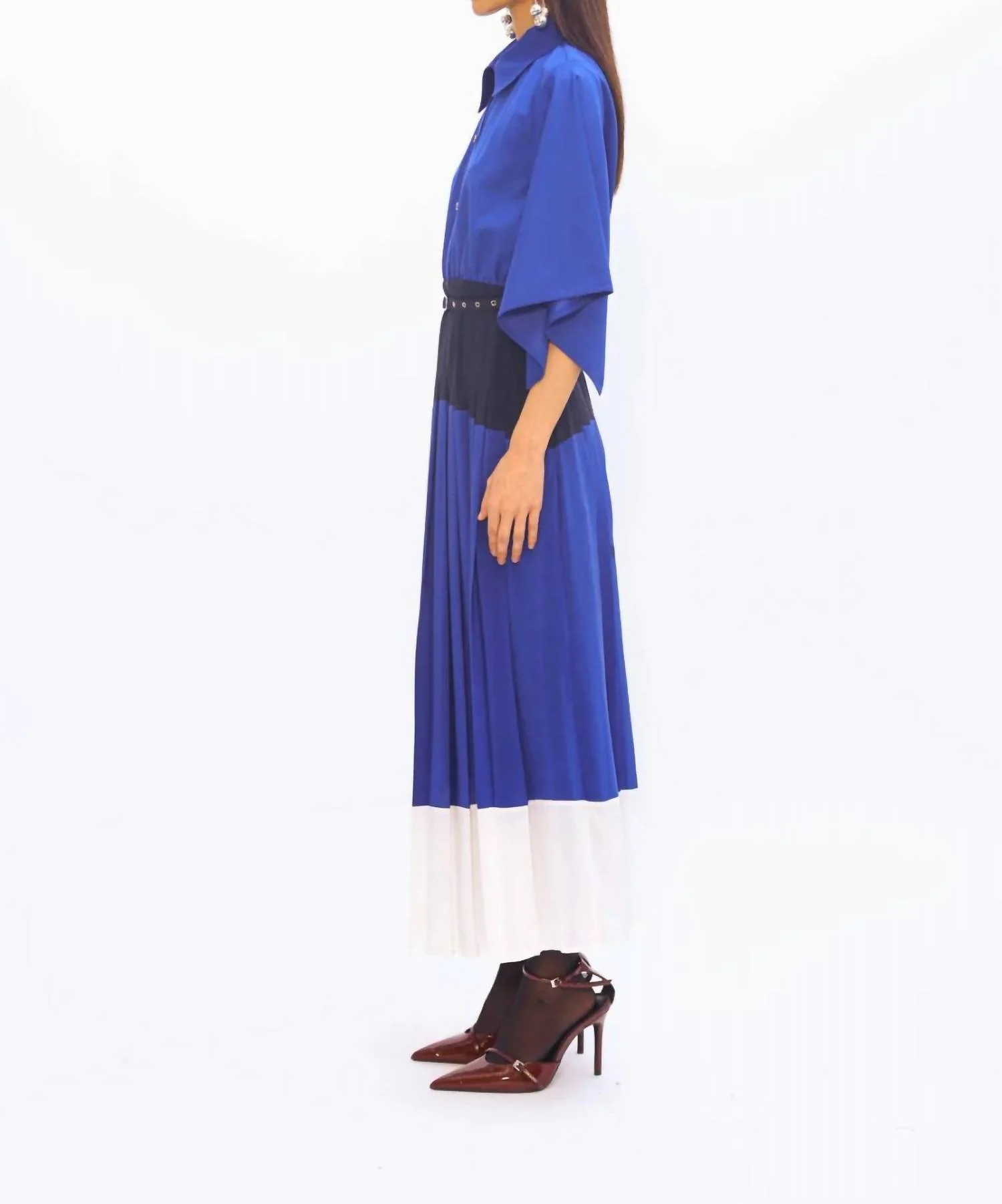 Mirage Midi Dress In Cobalt Blue, Black, Ivory - Image 4