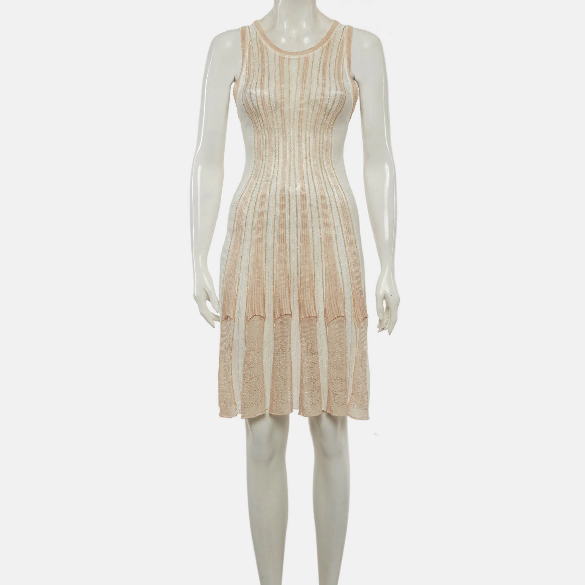 Missoni Beige Lurex Knit Flared Mini Dress - Image 2