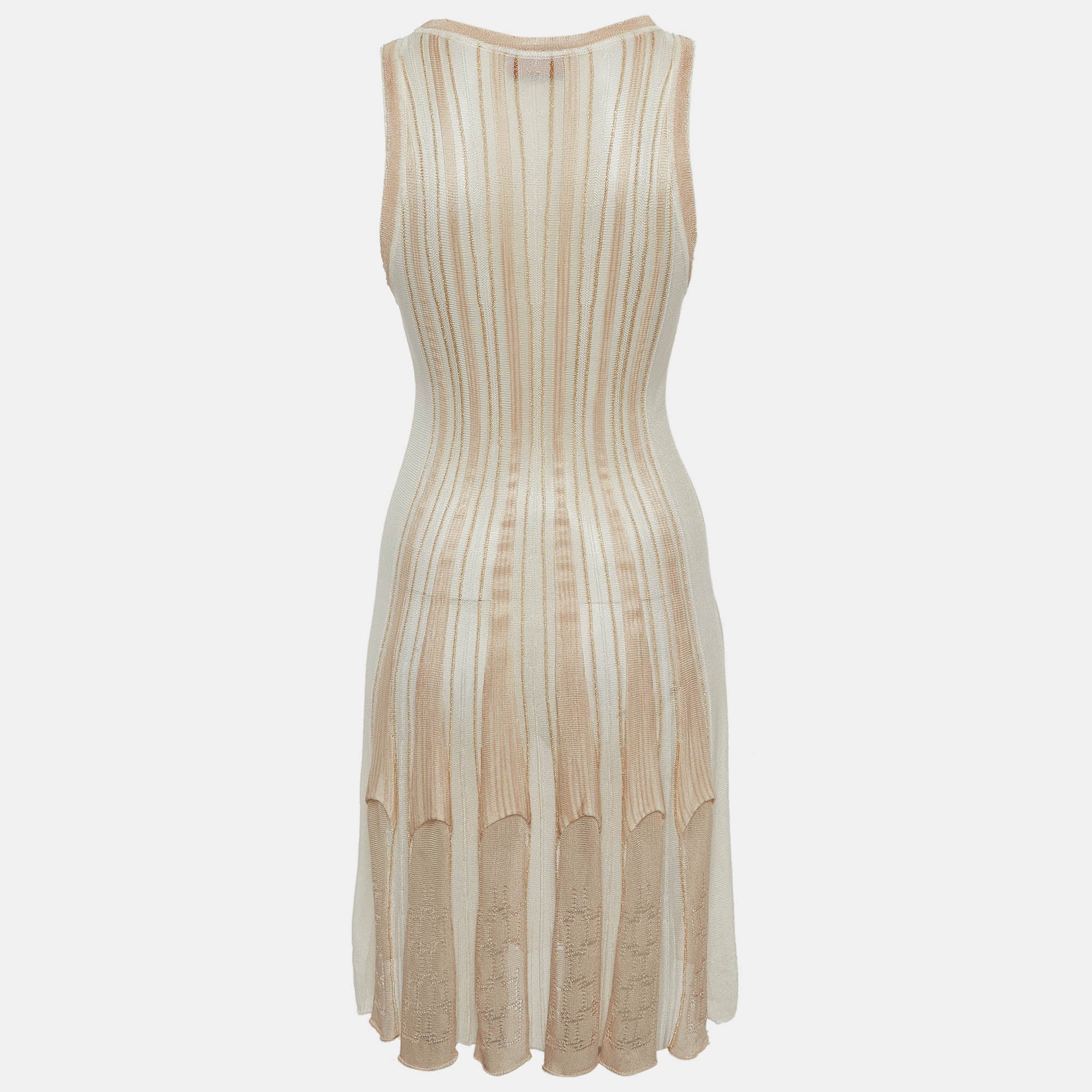 Missoni Beige Lurex Knit Flared Mini Dress - Image 3