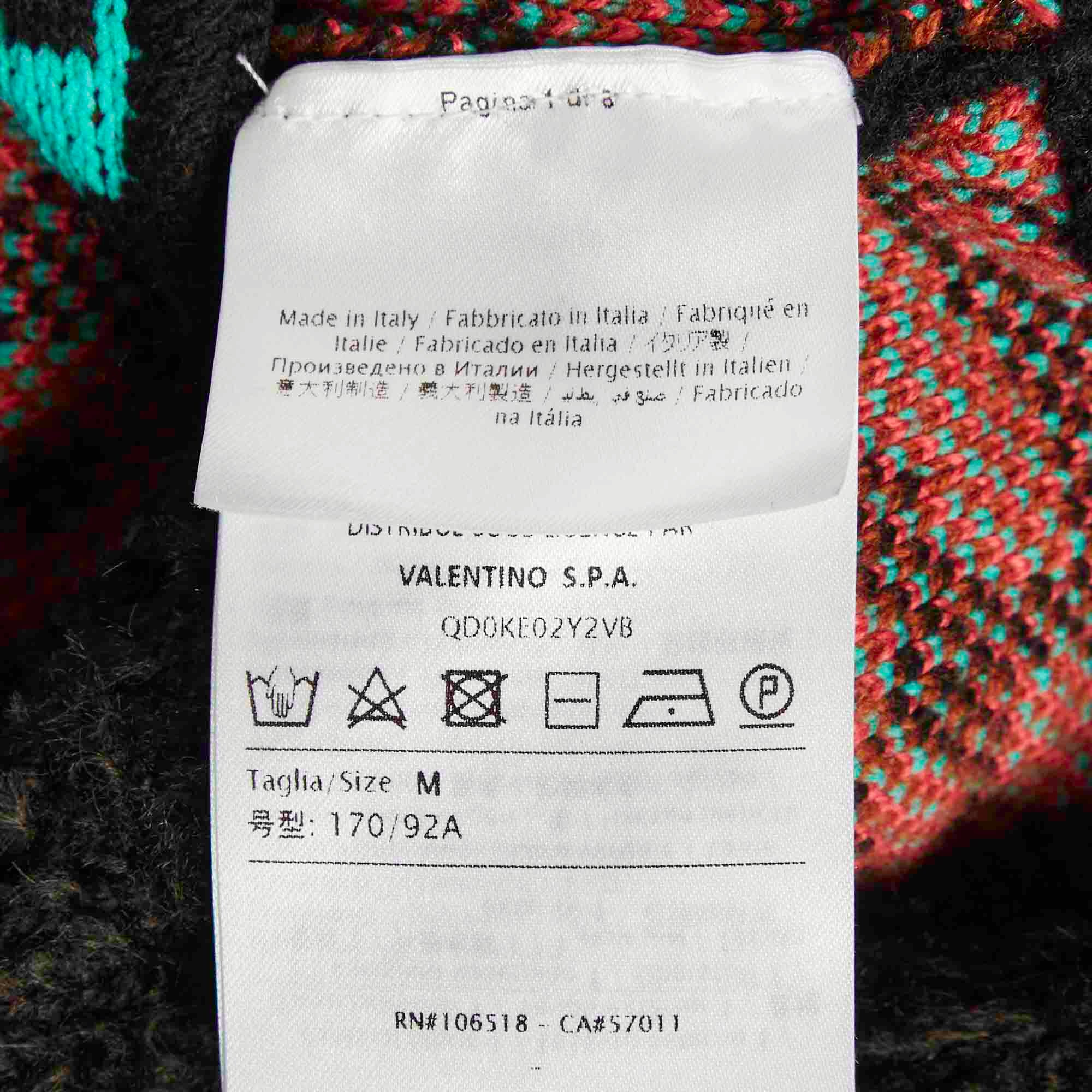 Missoni Green Leopard Pattern Jacquard Knit Double Breasted Coat - Image 5