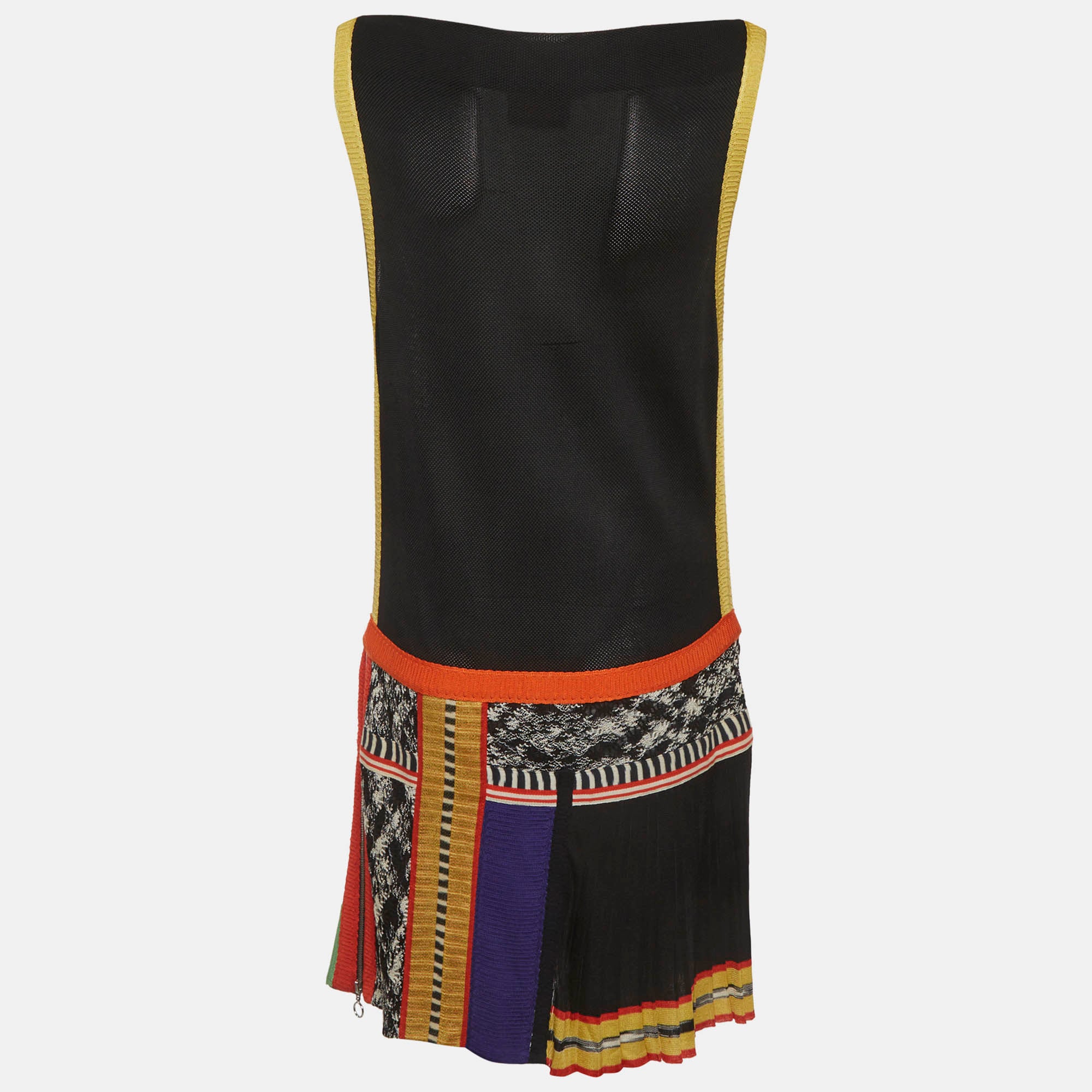 Missoni Multicolour Pique Knit Panelled Sleeveless Mini Dress - Image 3