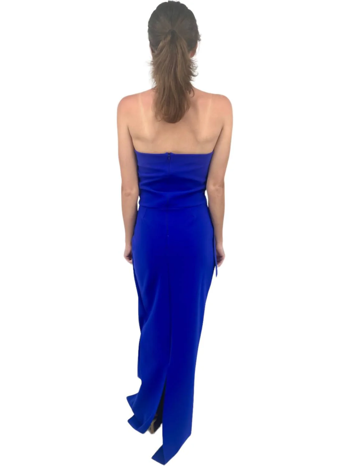 Miya Long Zip Jersey Gown In Inchiostro - Image 3