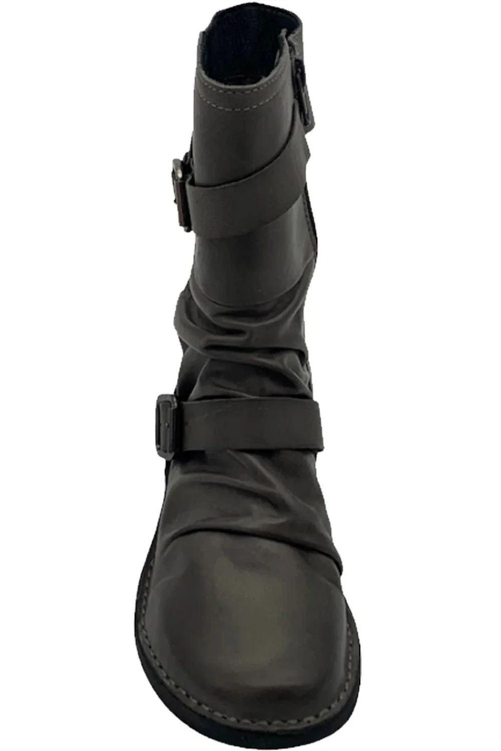 Miz Mooz Pasha Women's .5-9 Gray Leather Round Toe Mid Calf Boots HAWK1548 - Image 2