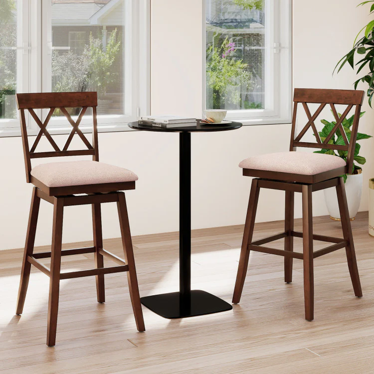 Modern Counter Height Bar Stools with Backrest & Upholstered Seat Cushion - Image 2