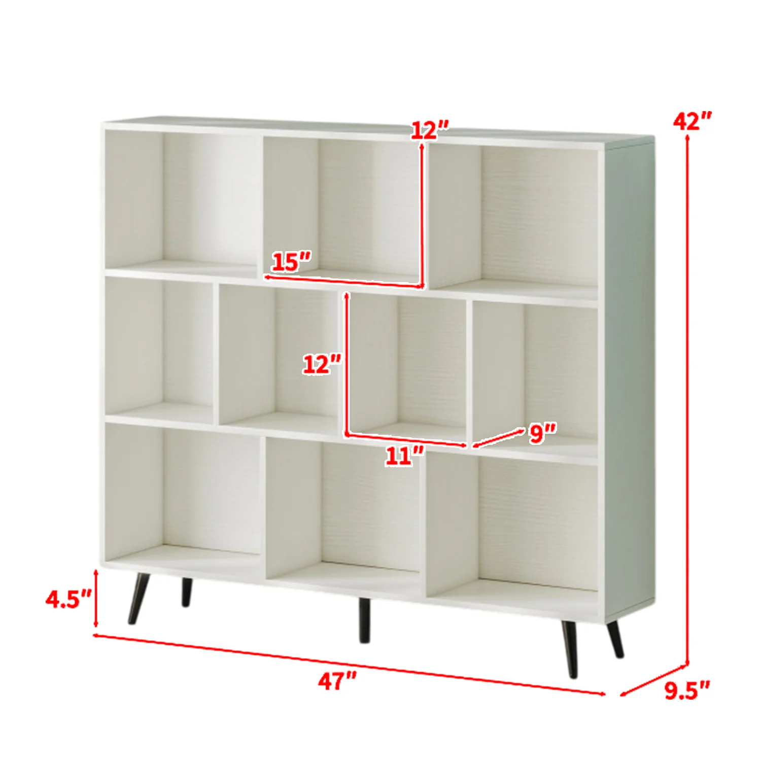 Modern Geometric Bookshelf with Metal Base - Image 3