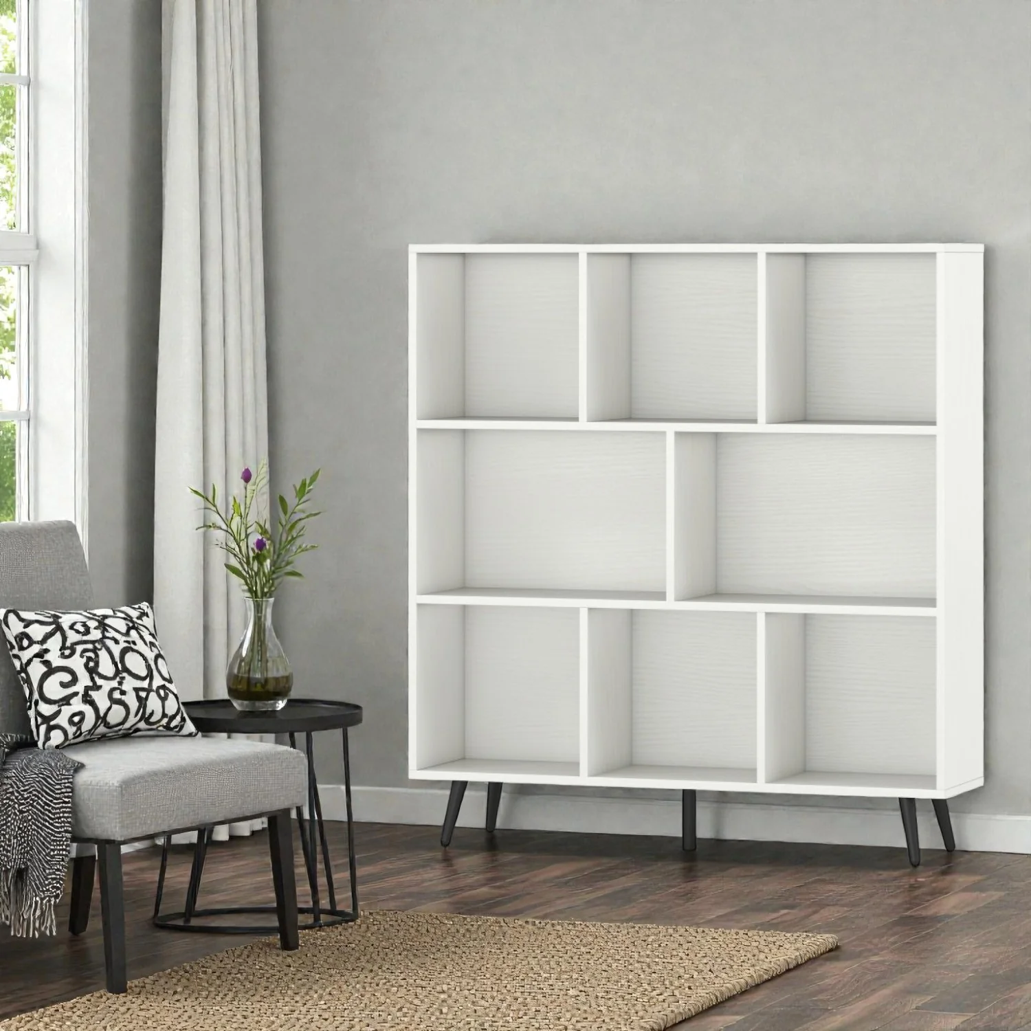 Modern Geometric Bookshelf with Metal Base - Image 5
