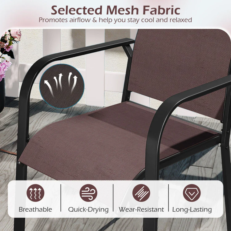 Modern Stackable Outdoor Dining Chairs with Armrests for Patio, Garden & Balcony - Image 4