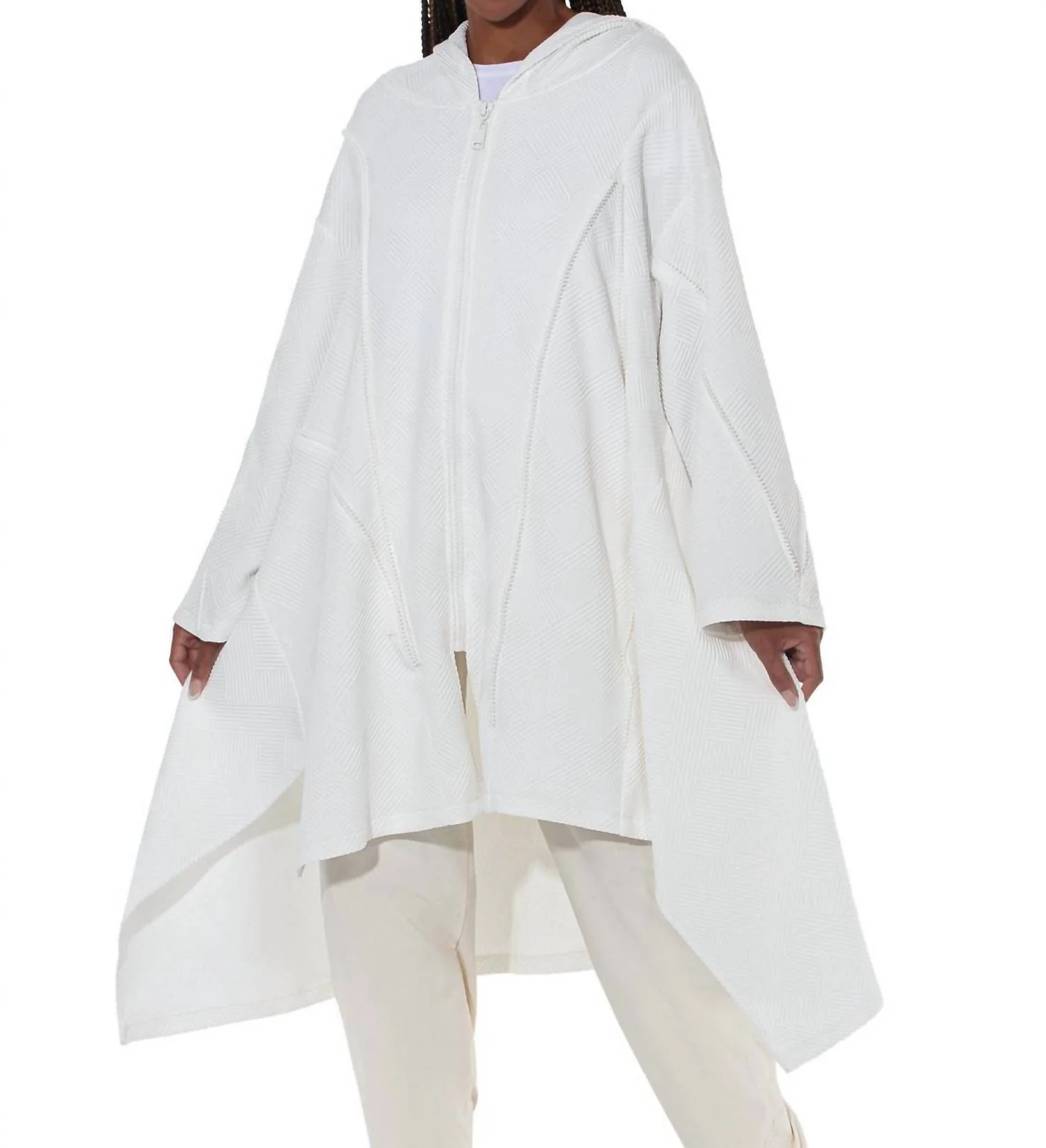 Modern Tunic Hoodie Top In White