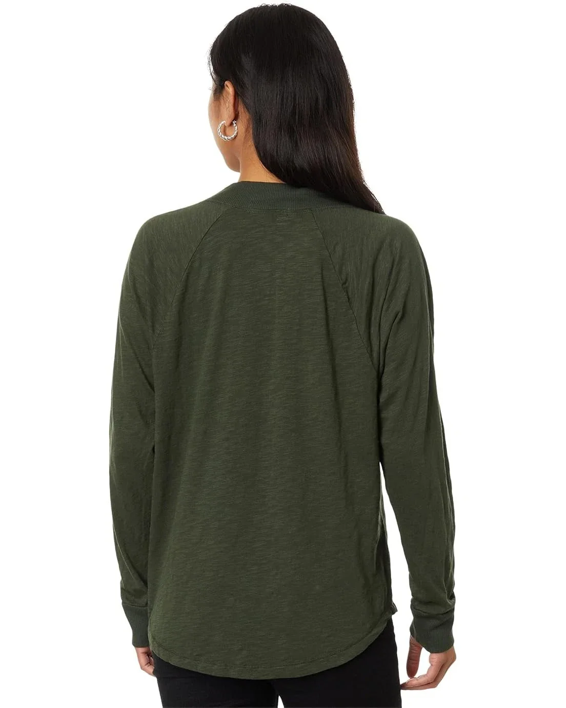 ModoDoc Top Women's Green 100% Cotton Oversized Hi Low Long Sleeve JDM2513 - Image 2