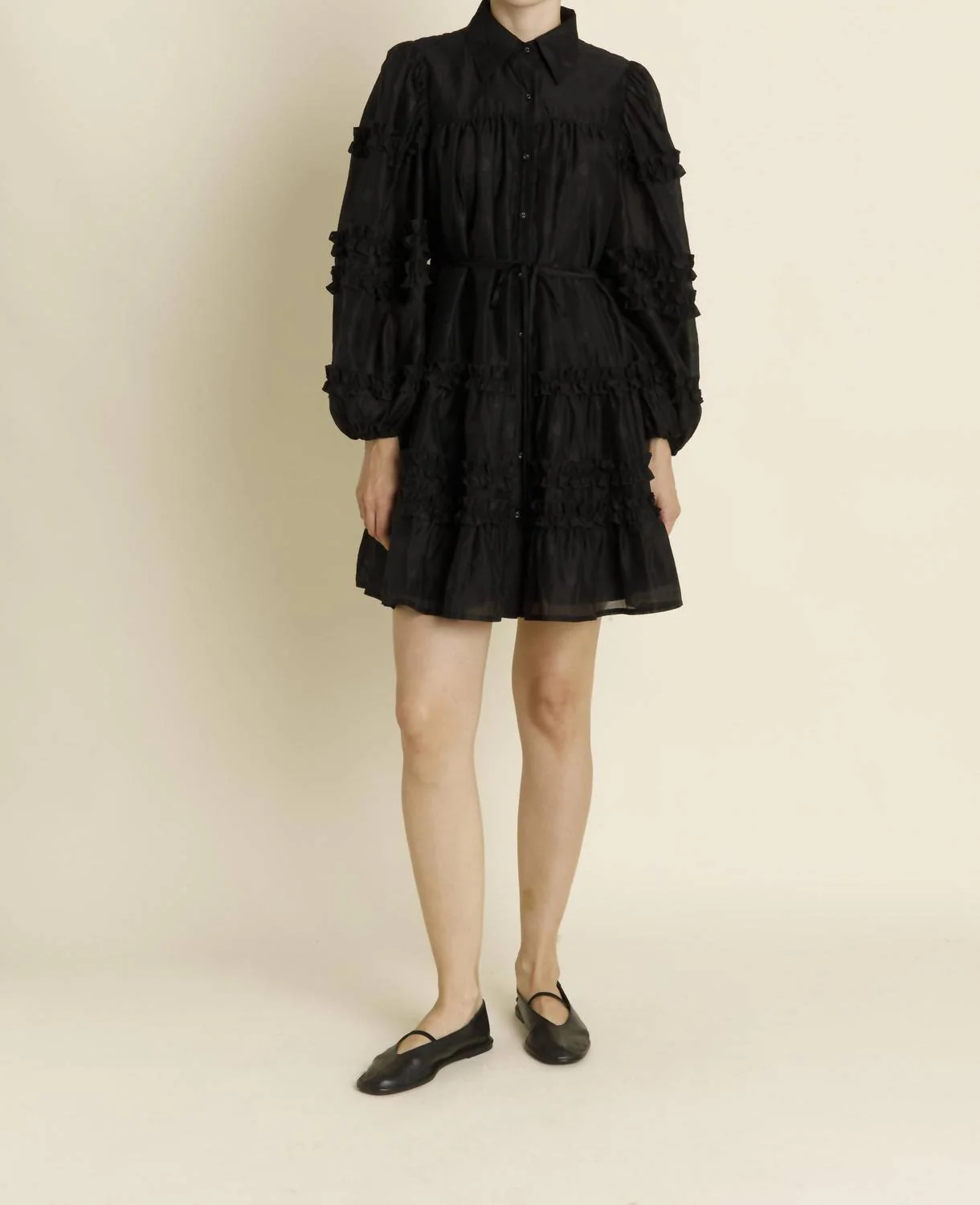 Molly Long Sleeve Mini Dress In Black - Image 4
