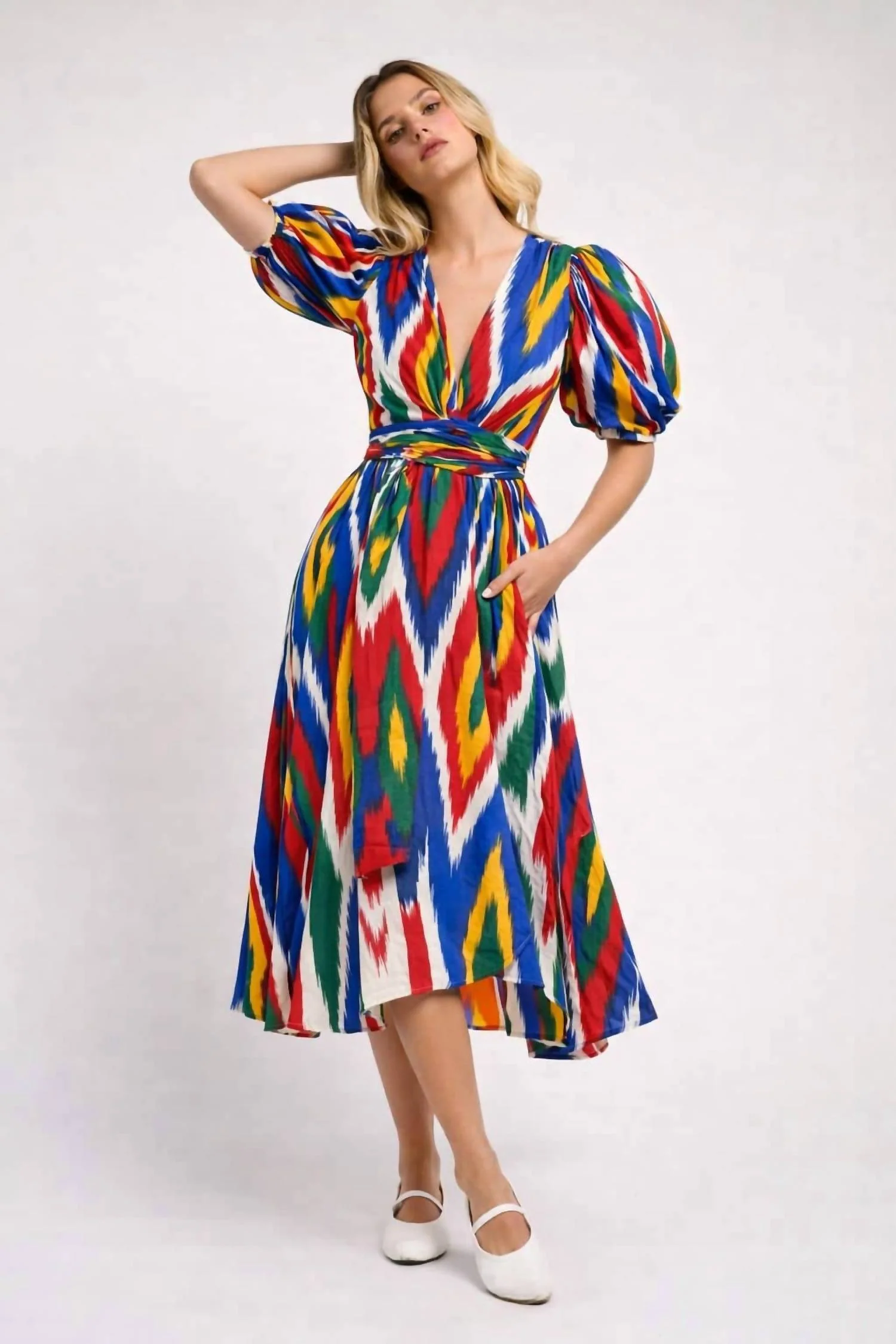 Monica Ikat Dress In Multicolor - Image 2