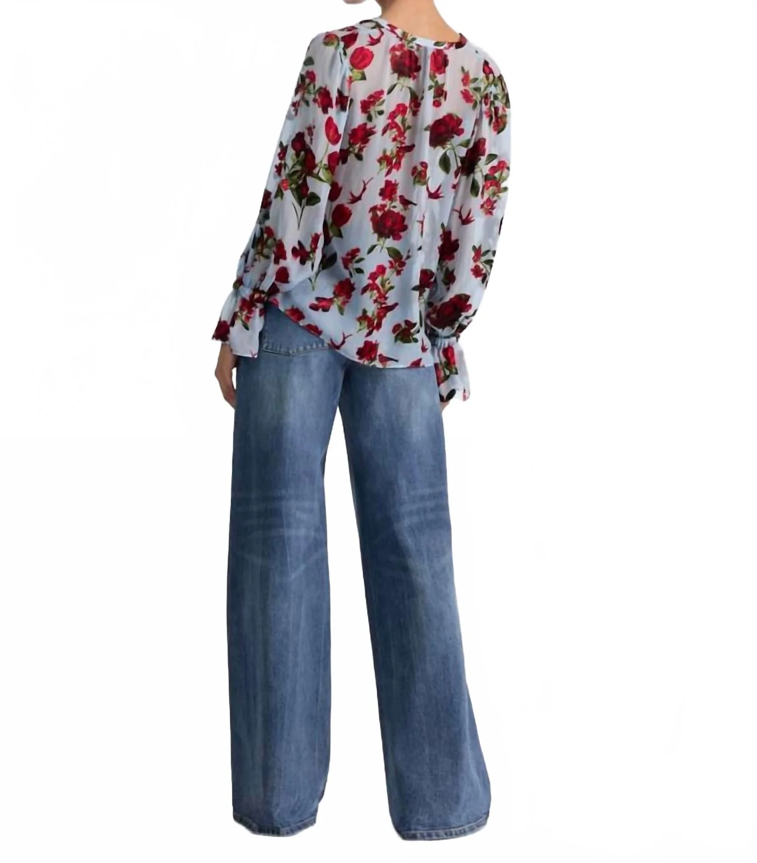 Moranne Floral Blouse In Blue - Image 3