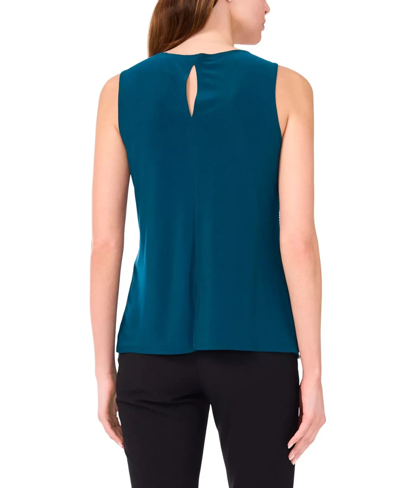 Msk Tank Top Women's Neo Emerald Stretch Round Neck Scalloped Hem PAL 6 - Image 2