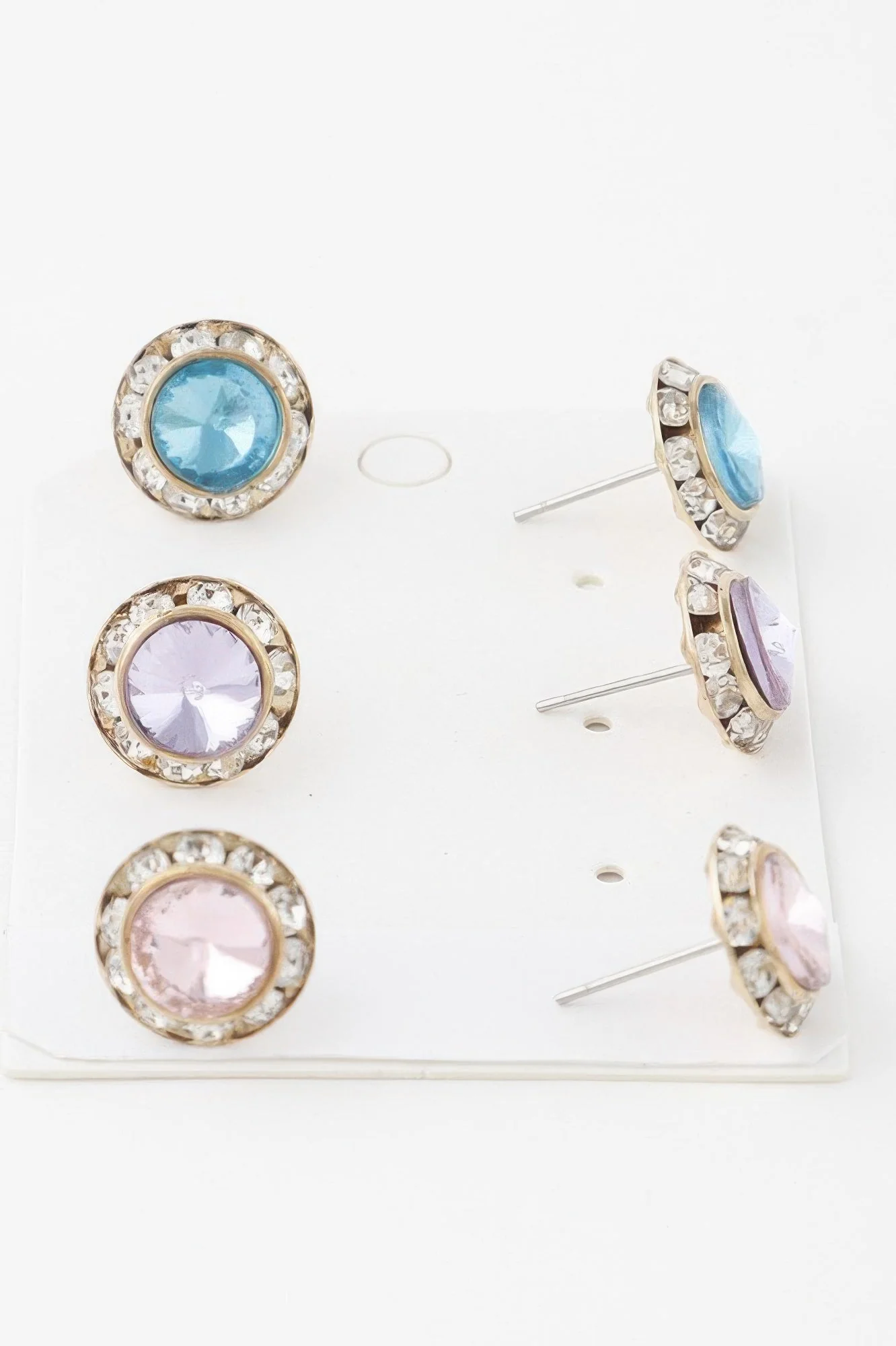 Multi Jeweled Stud Earrings Set - Image 7