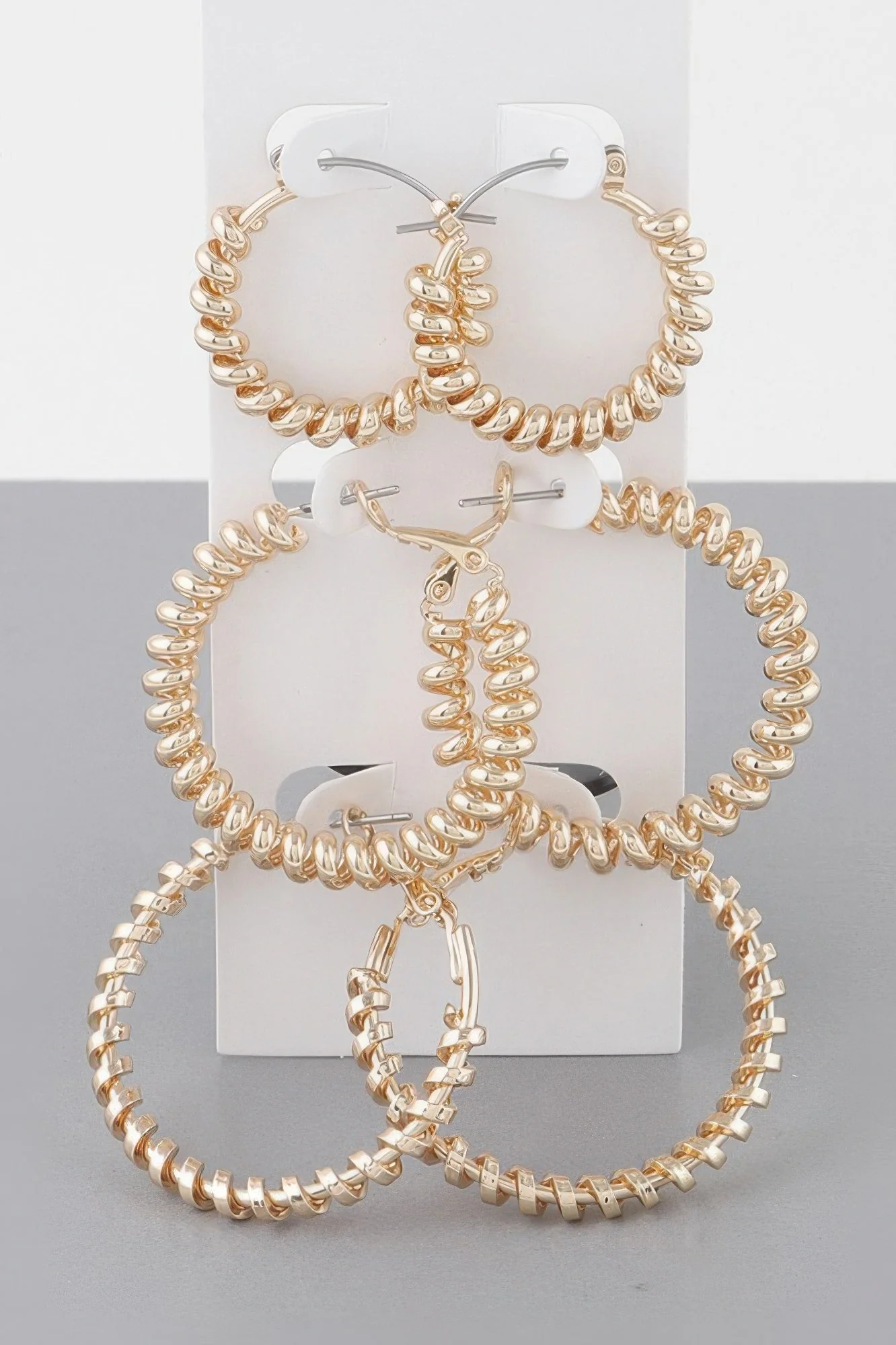 Multi Wrapped Hoop Earrings Set - Image 3