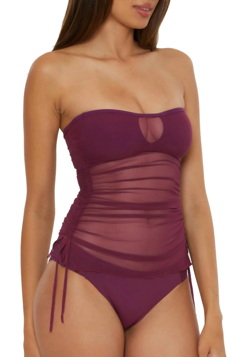 Muse Bandeau Tankini Swimsuit In Aubergine - Image 4