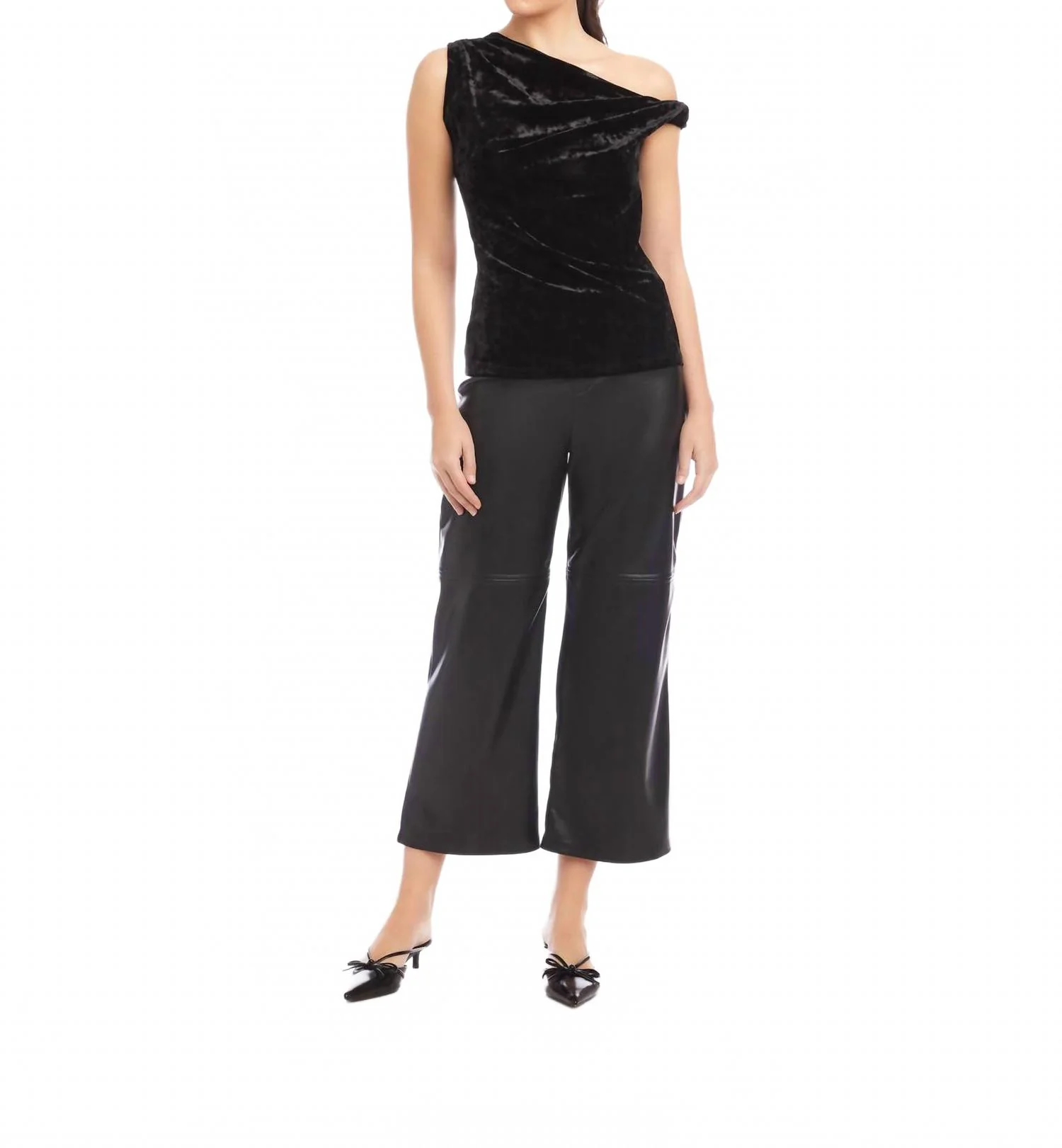 Nadia Twisted One Shoulder Top In Black