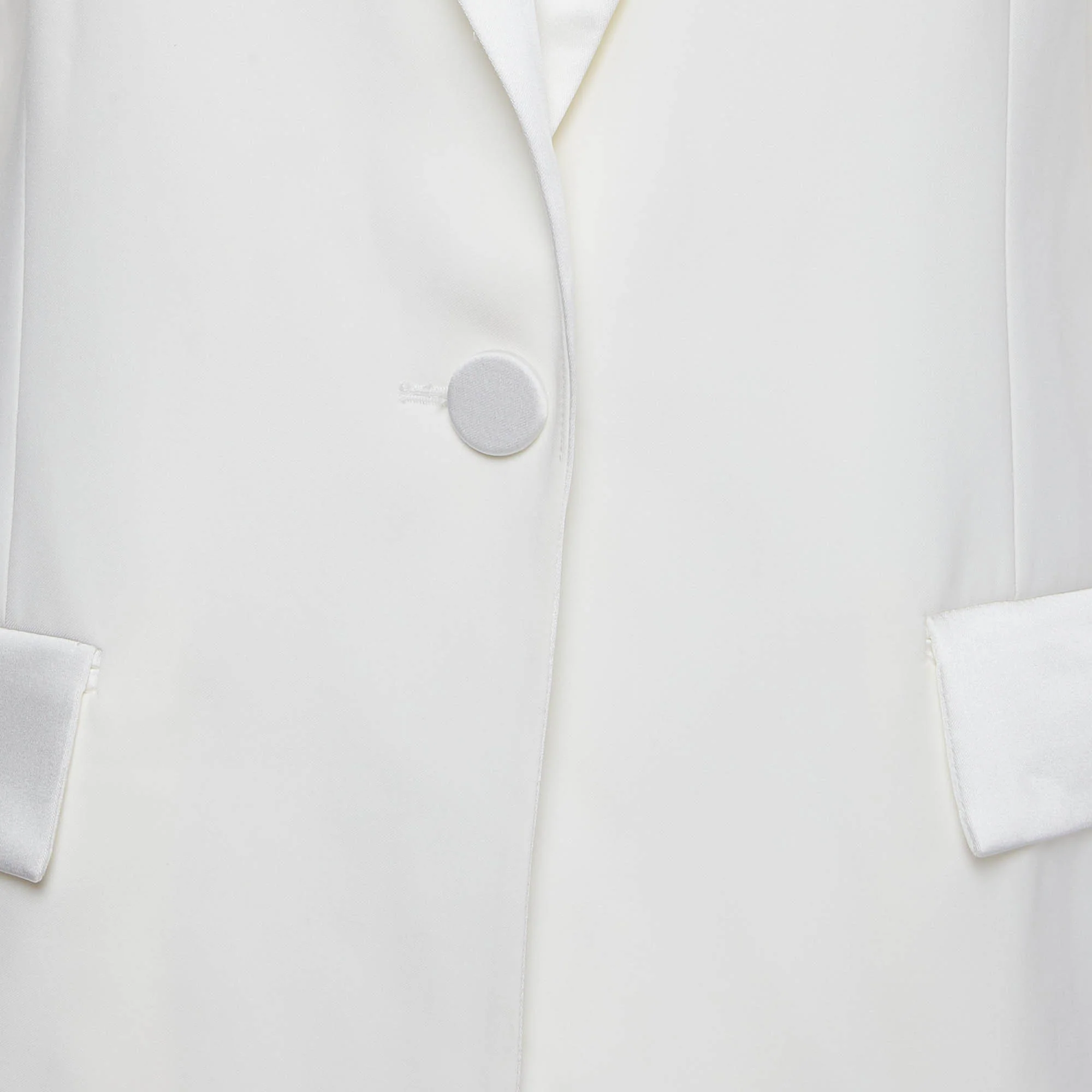 Nadine Merabi White Sateen Embellished Regular Fit Blazer - Image 4