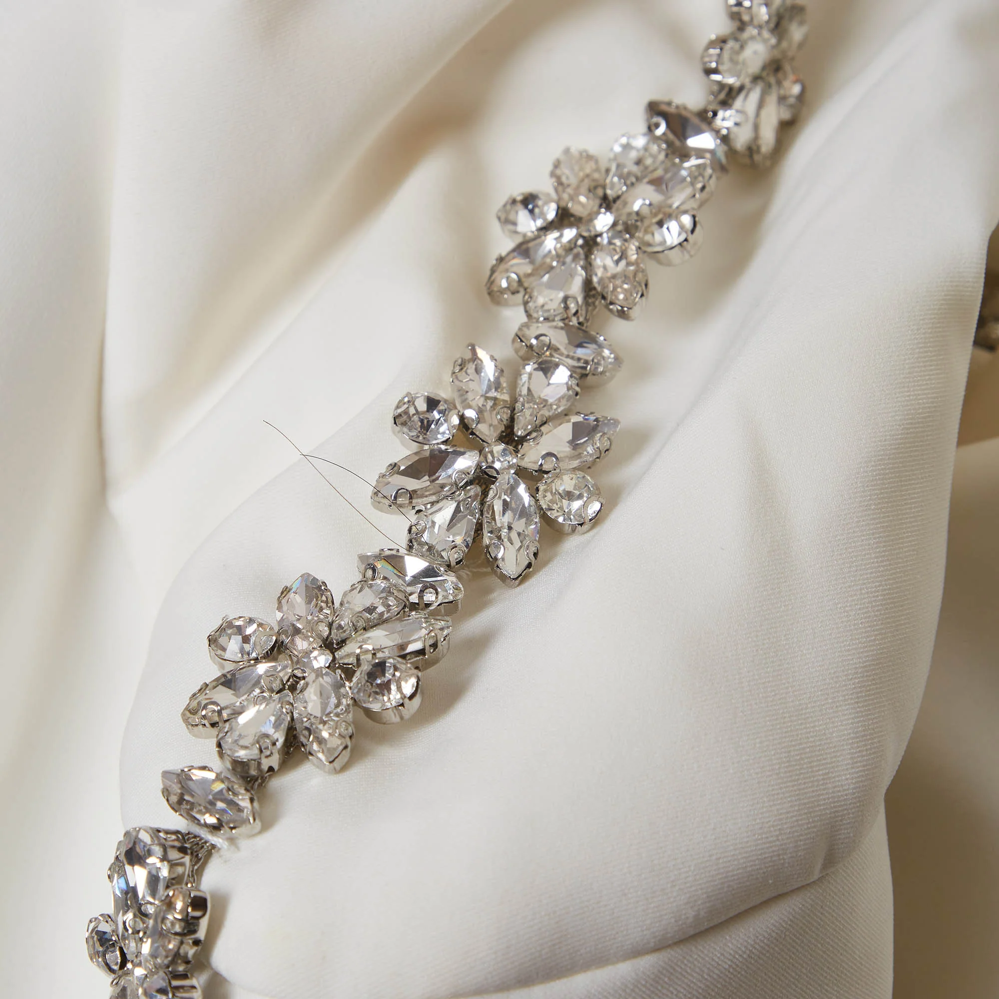 Nadine Merabi White Sateen Embellished Regular Fit Blazer - Image 5