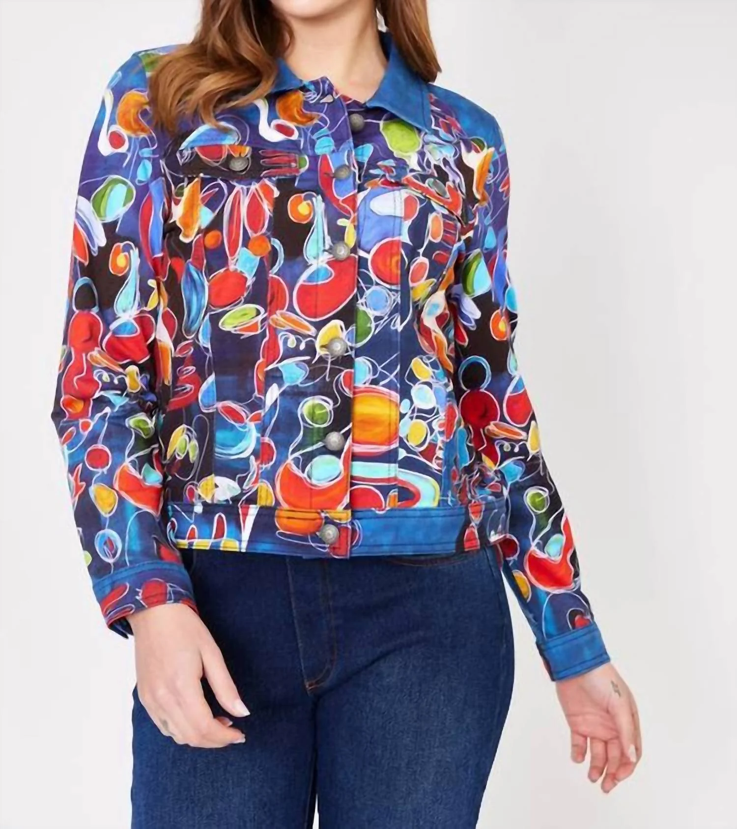 Nathalie Gribinski Button Down Jacket In Blue Multi
