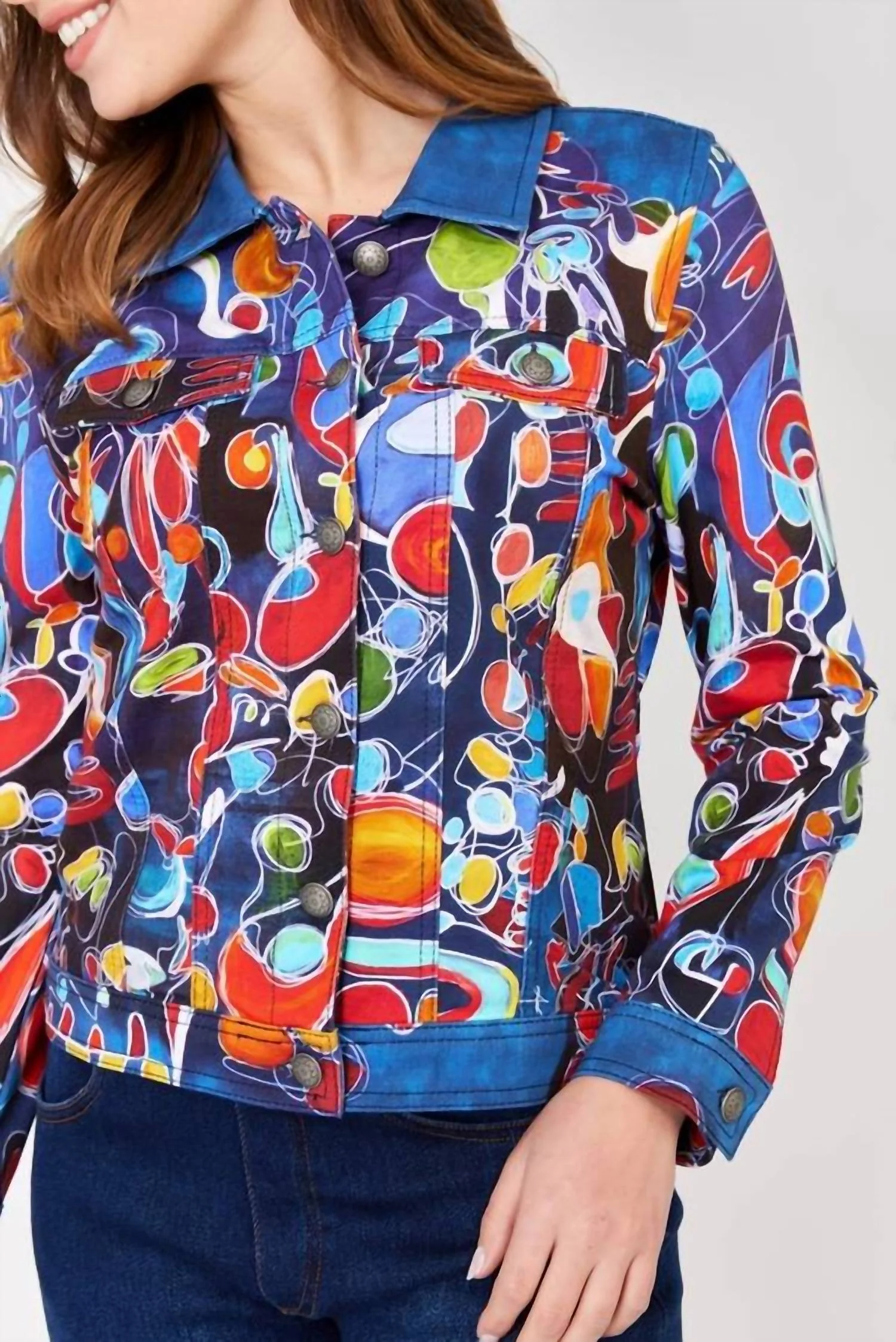 Nathalie Gribinski Button Down Jacket In Blue Multi - Image 3