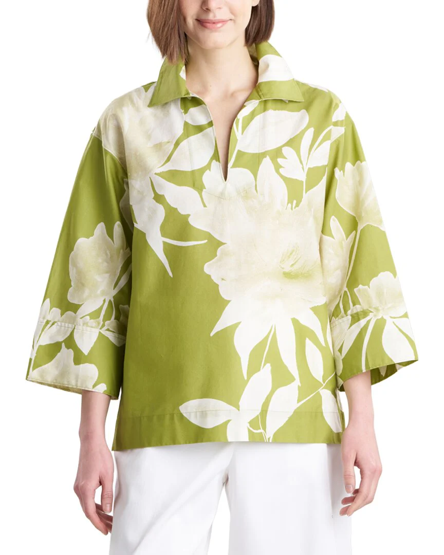 Natori Andora Printed Poplin Kimono Shirt