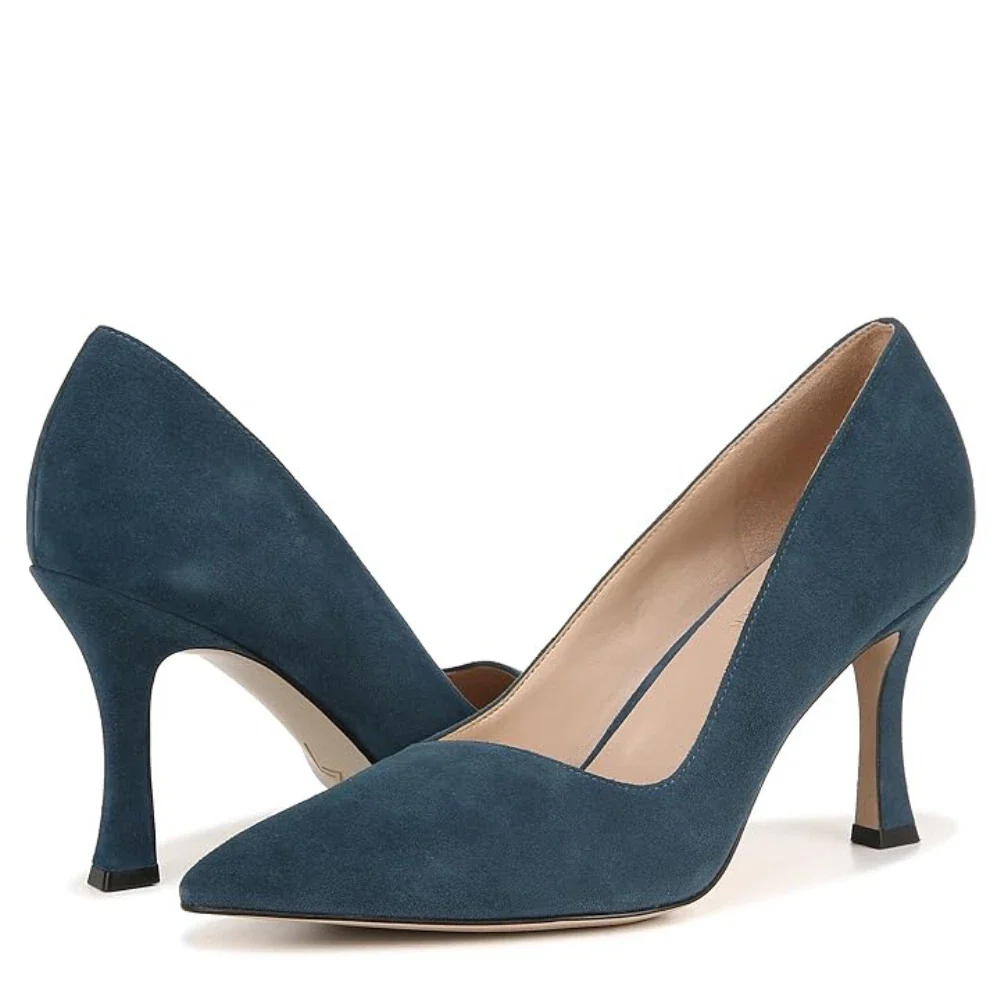 Naturalizer 27 Edit Alice Pump Women's B Blue Suede Stiletto Heel HTAT1096 - Image 4