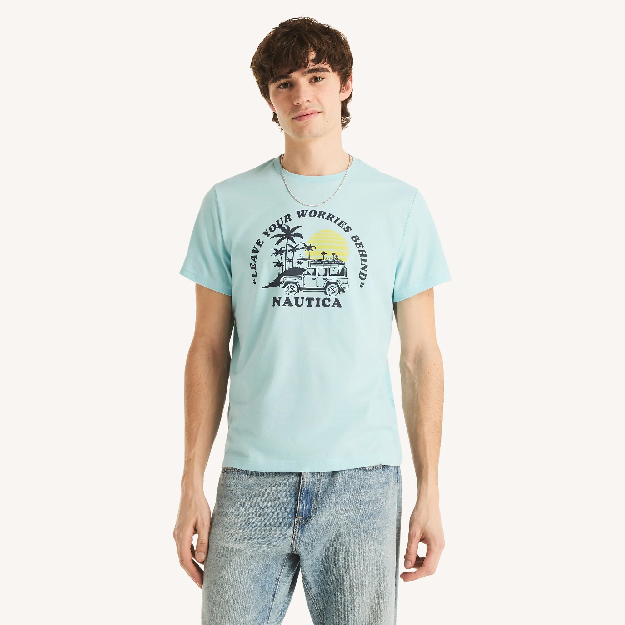 Nautica Mens Good Mood Crew Graphic T-Shirt