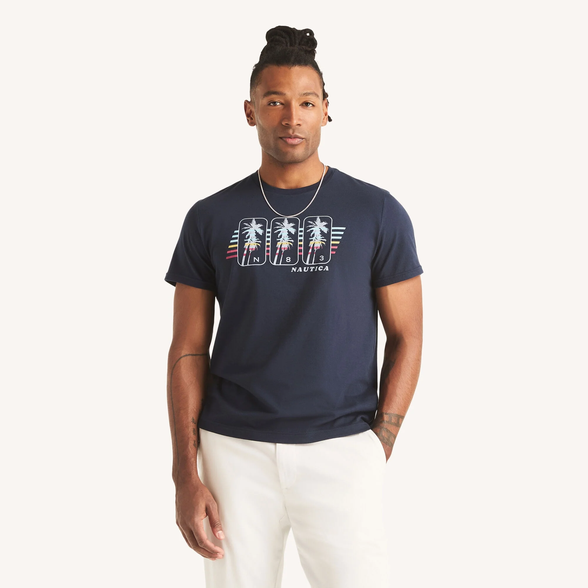 Nautica Mens N83 Palm Trees Graphic T-Shirt