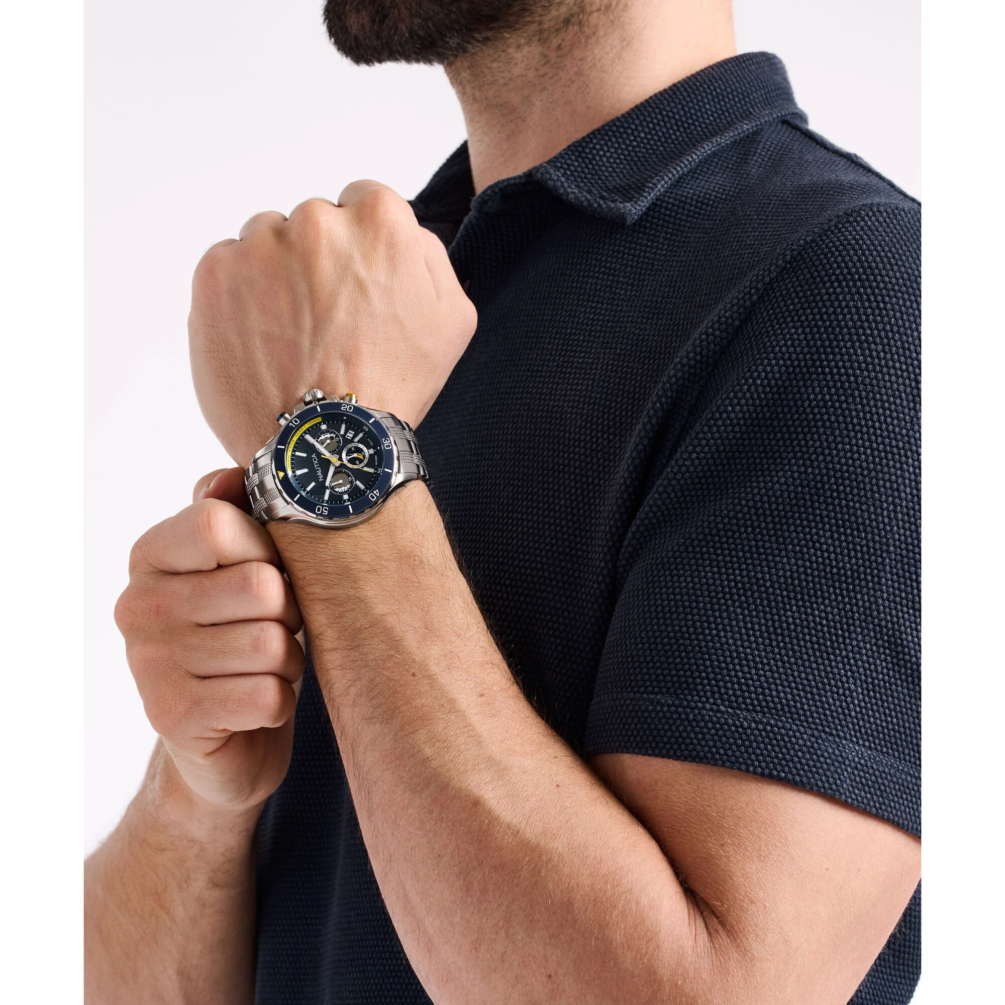 Nautica Mens Nst Chronograph Stainless Steel Watch - Image 2