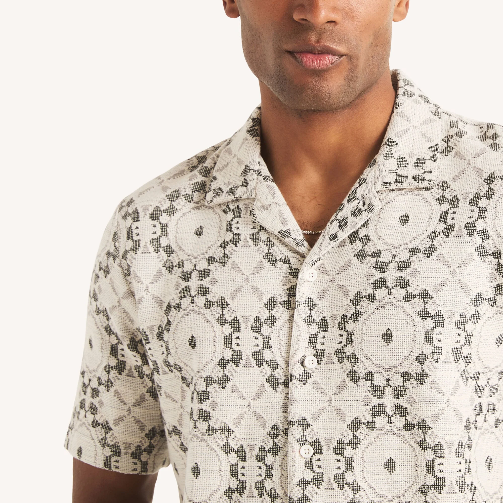 Nautica Mens Printed Button-Front Polo - Image 3