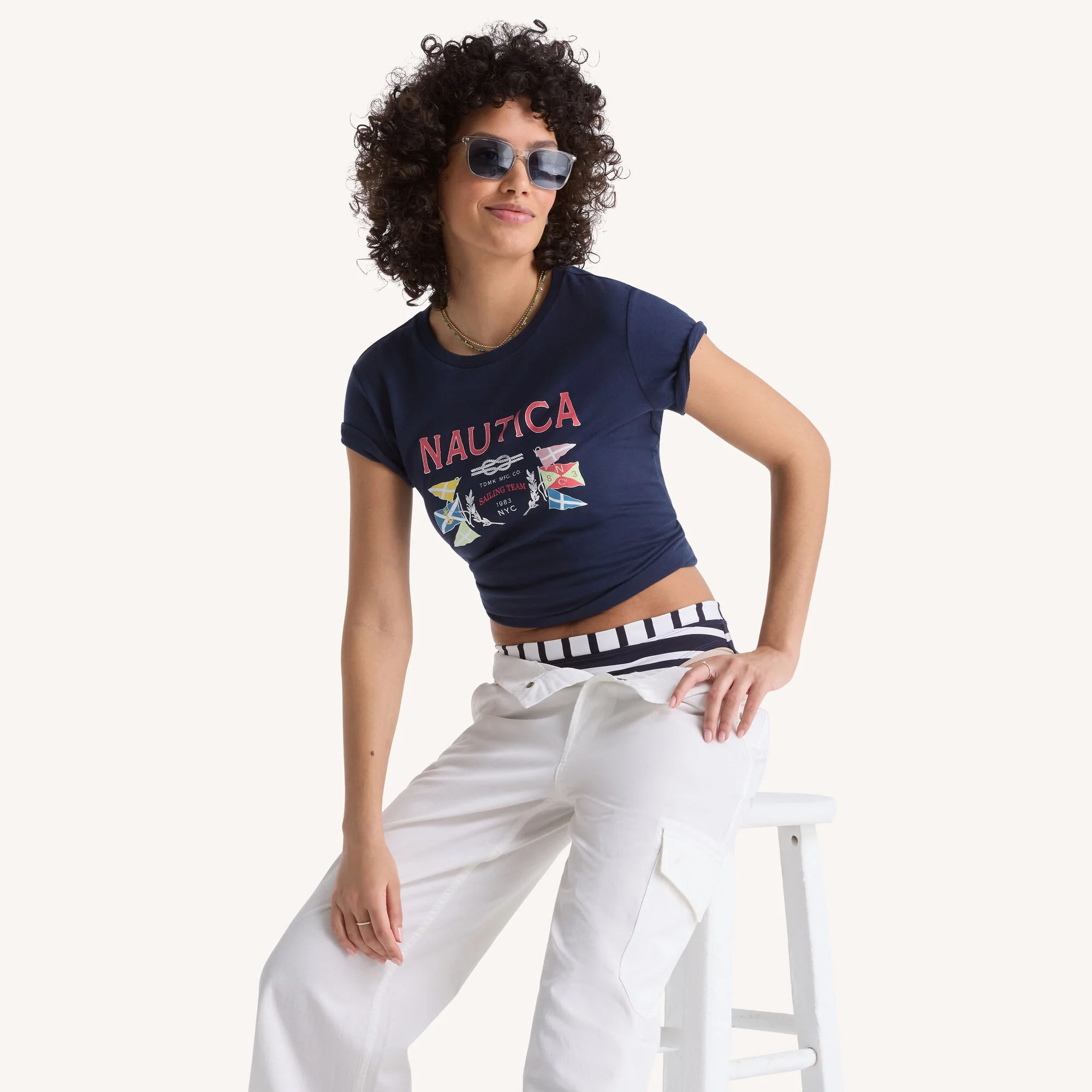 Nautica Womens Foil Sailing Flags Graphic T-Shirt - Image 3