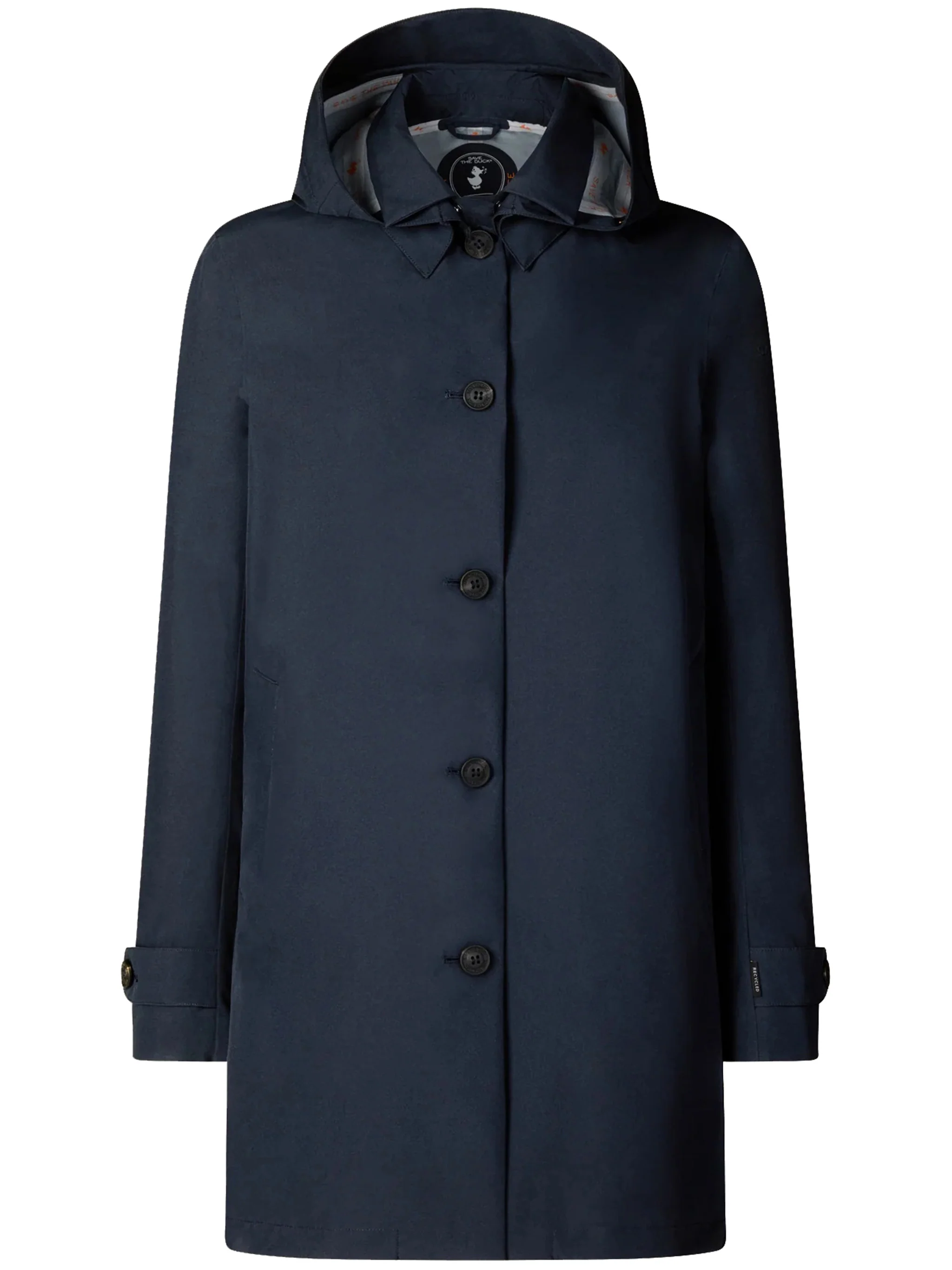 Navy Blue April Hooded Single Breasted Coat