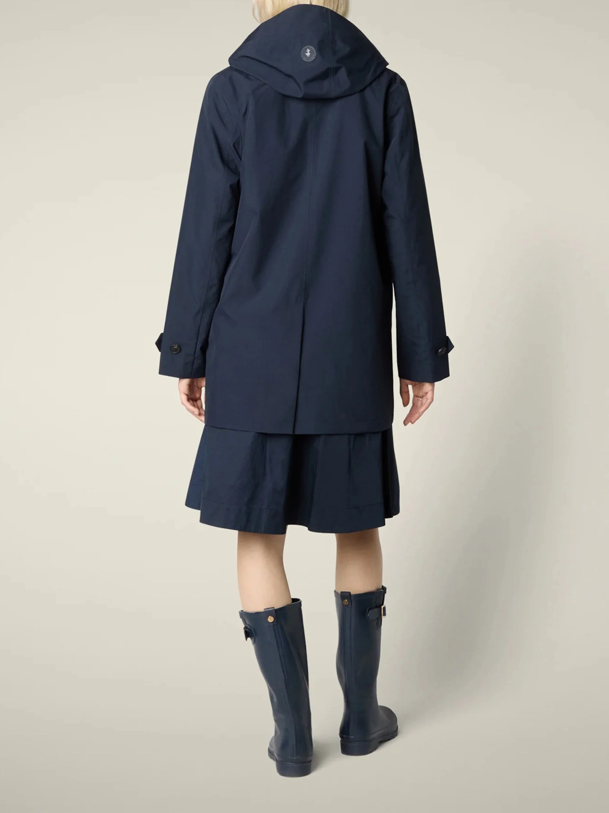 Navy Blue April Hooded Single Breasted Coat - Image 3