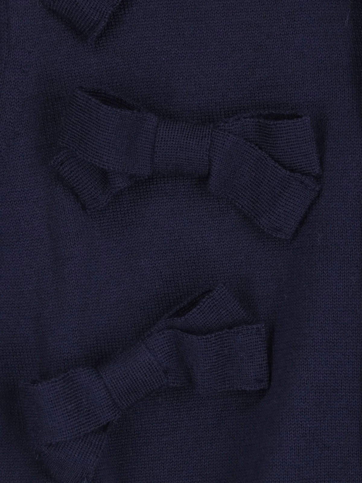 Navy Bow Detail Button-Down Cropped Sweater - Image 3