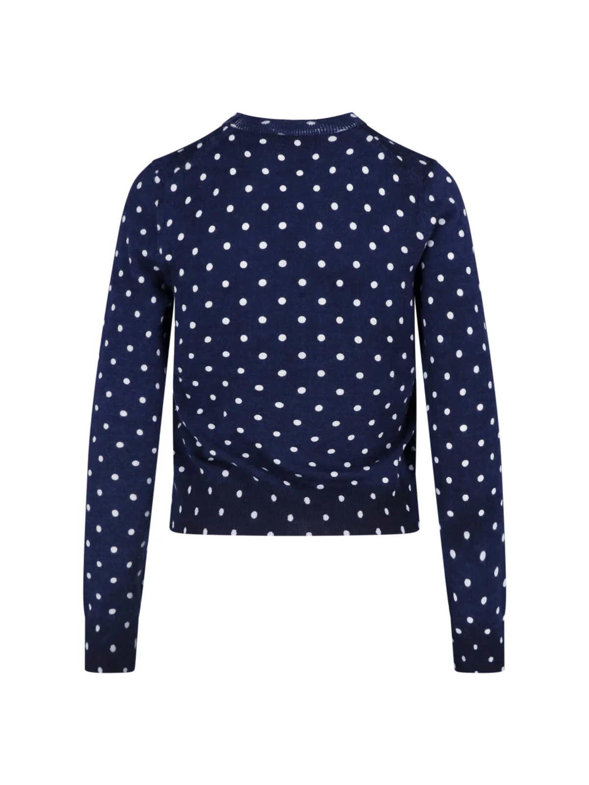 Navy Polka Dot Cropped Ribbed Sweater - Image 2