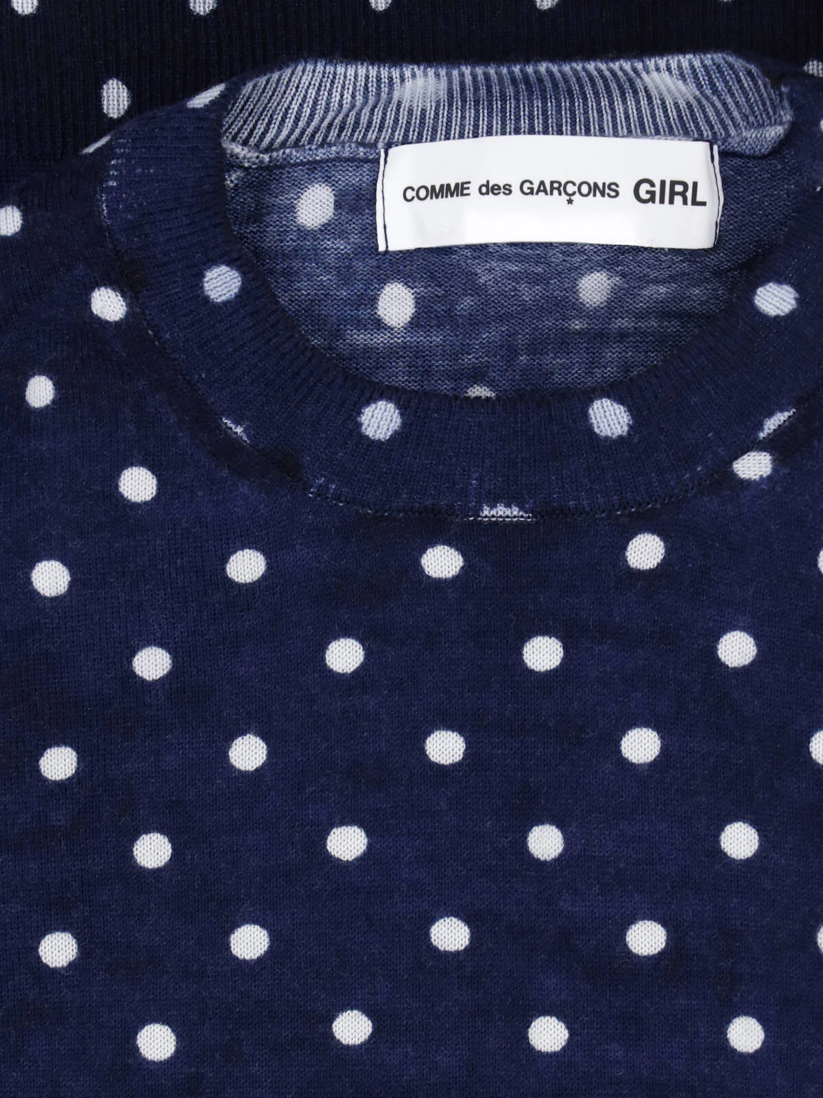 Navy Polka Dot Cropped Ribbed Sweater - Image 3