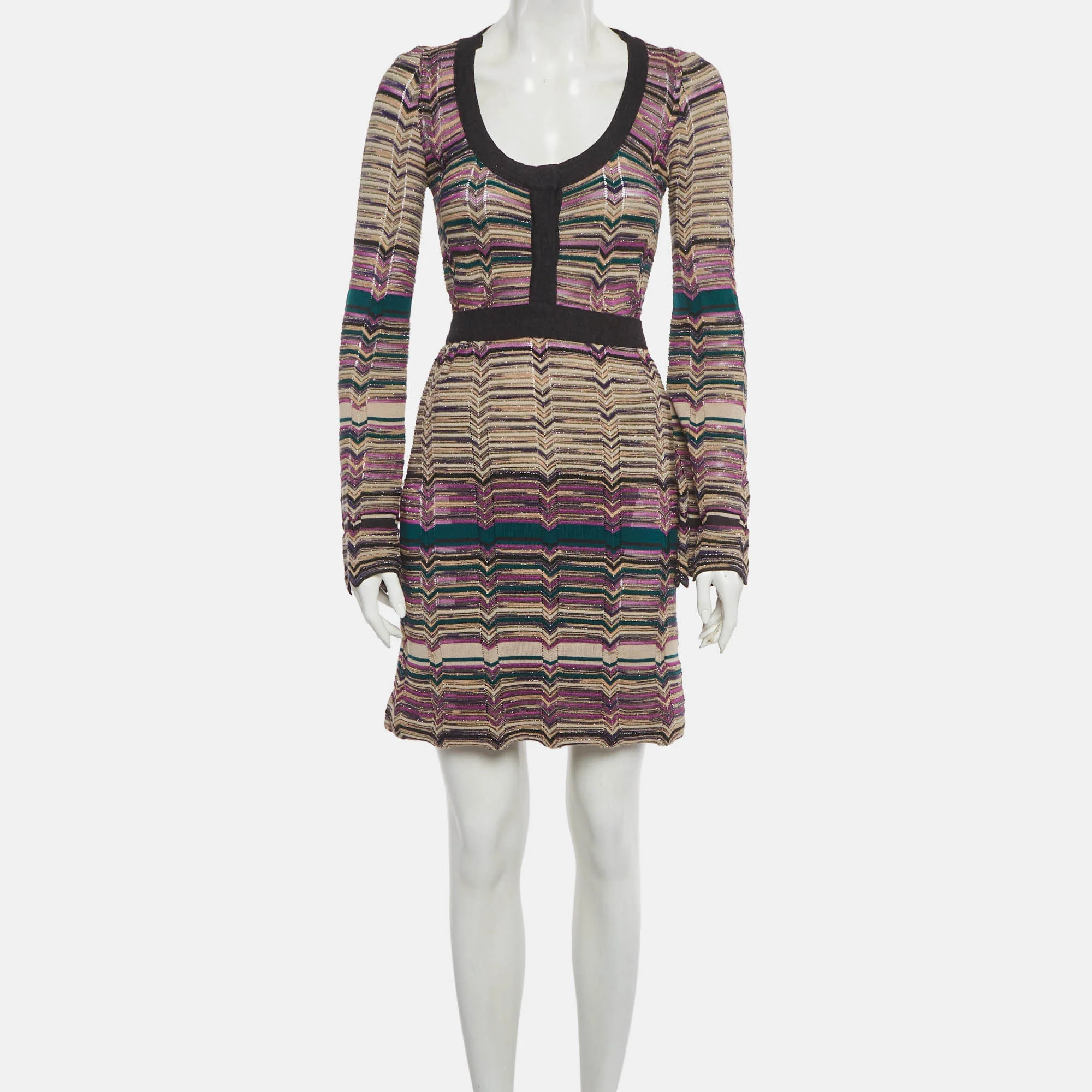 Neiman Marcus X M Missoni Multicolour Chevron Knit Mini Dress - Image 2