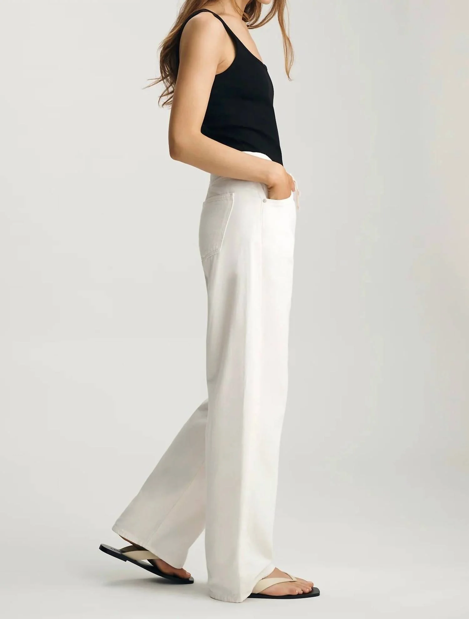 Nella Wide Leg Jeans In Ivory - Image 3