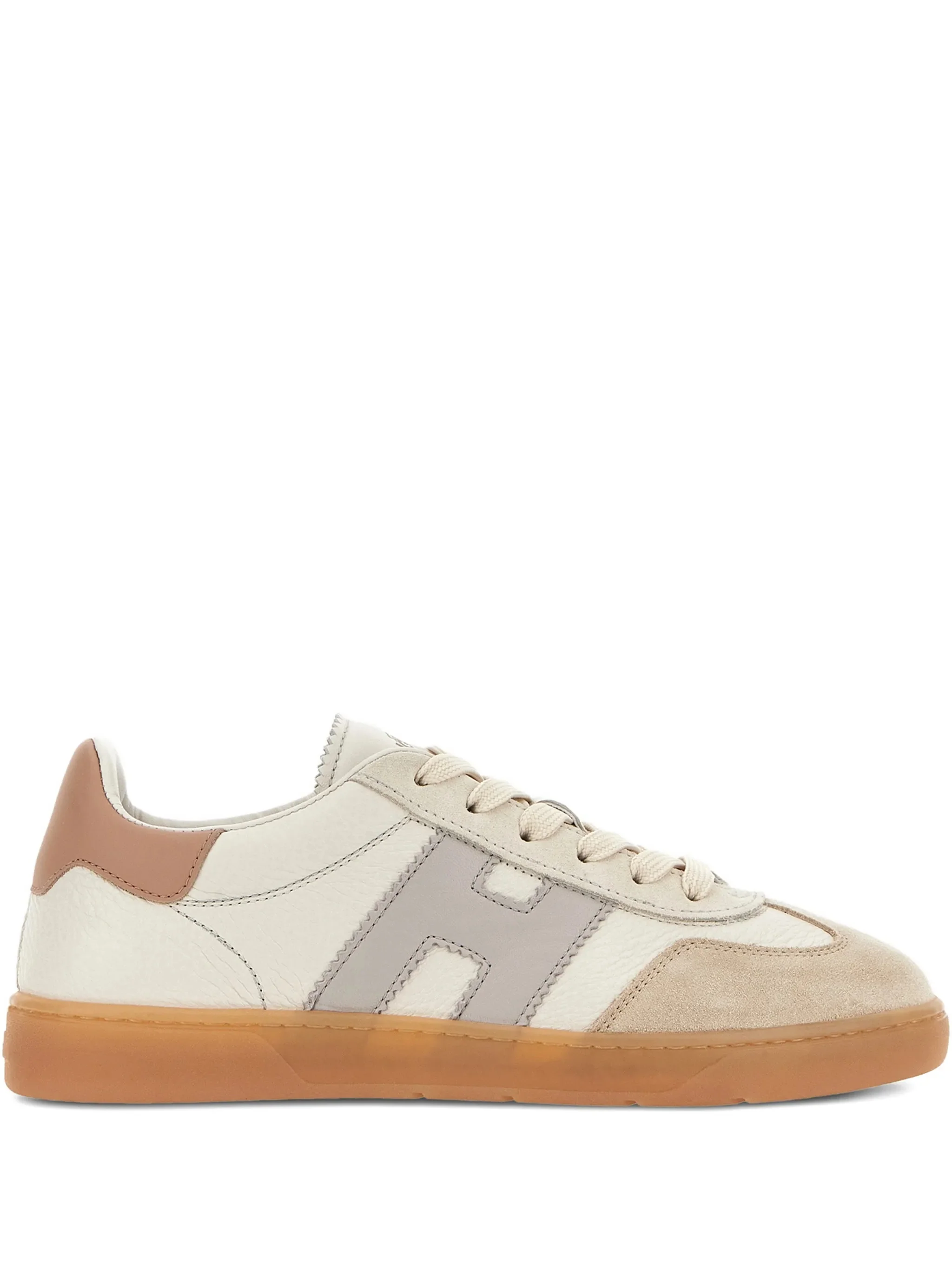 Neutral Low-Top Smooth Suede Leather Sneakers
