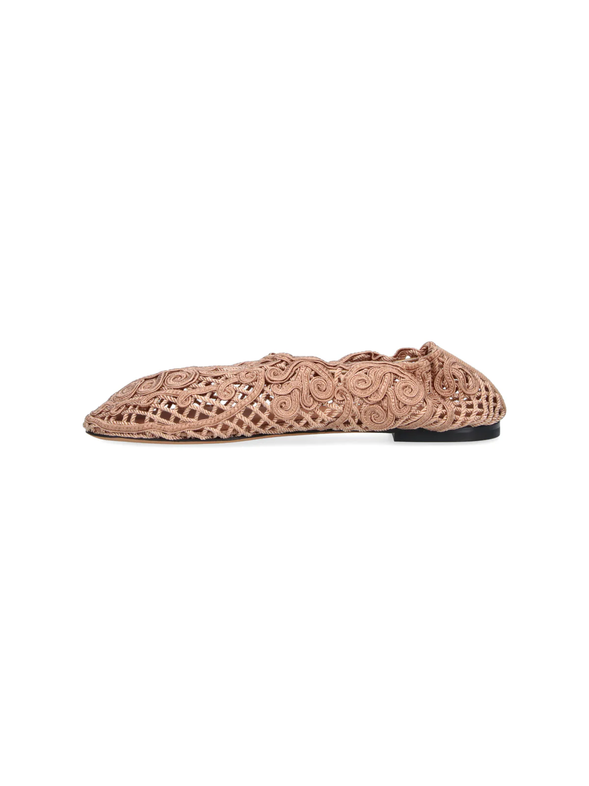 Neutral Pointed Toe Woven Lattice Flats - Image 3