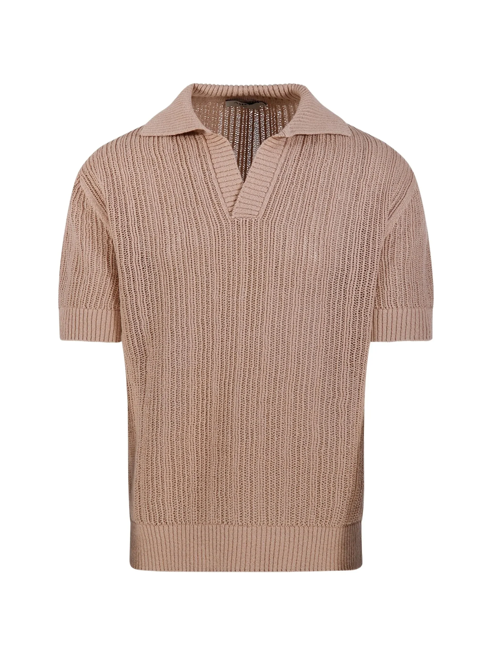 Neutral Polo Textured Knit Cotton Polo