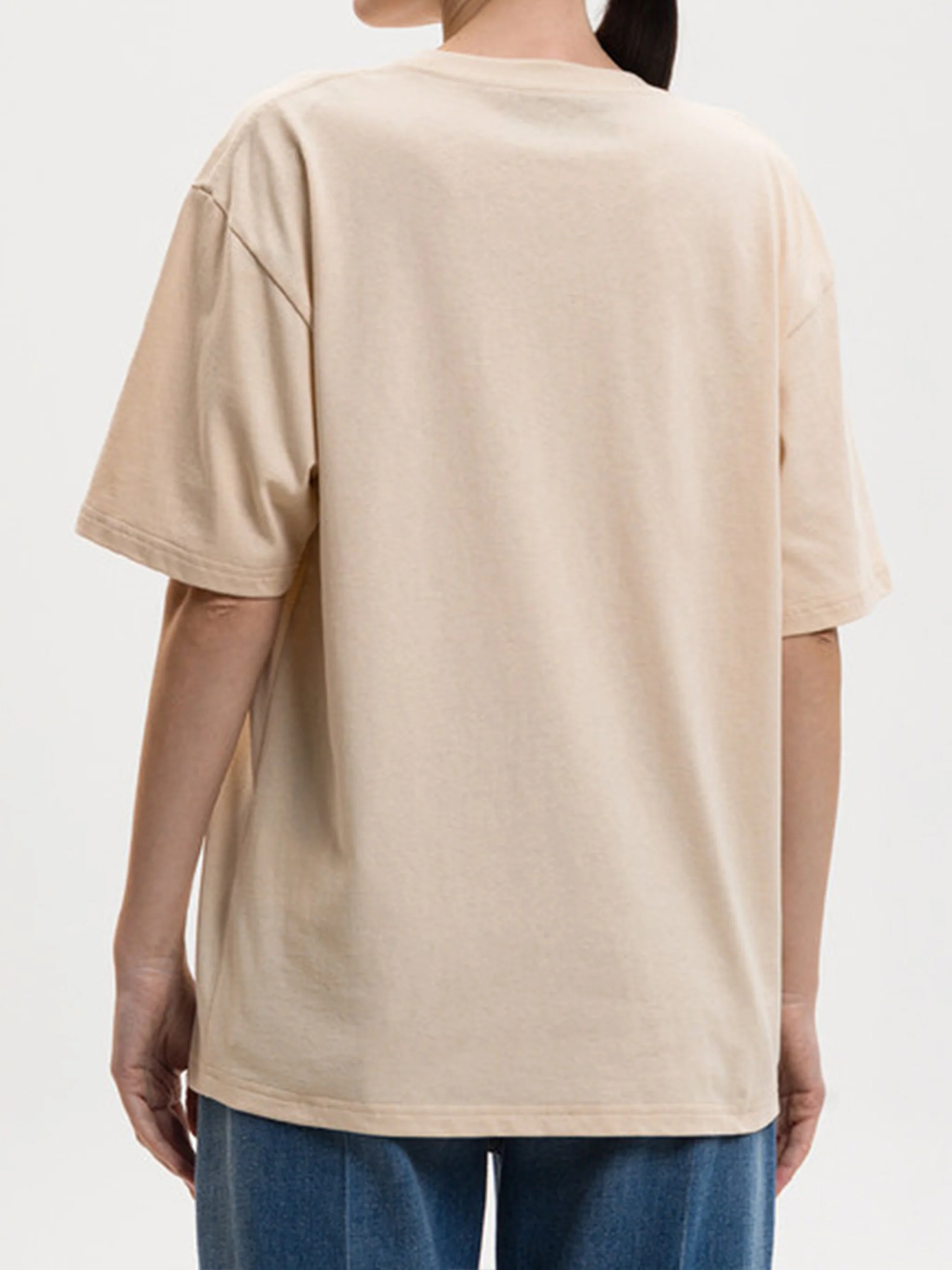 Neutral Relaxed-Fit Textured Lettering T-shirt - Image 4