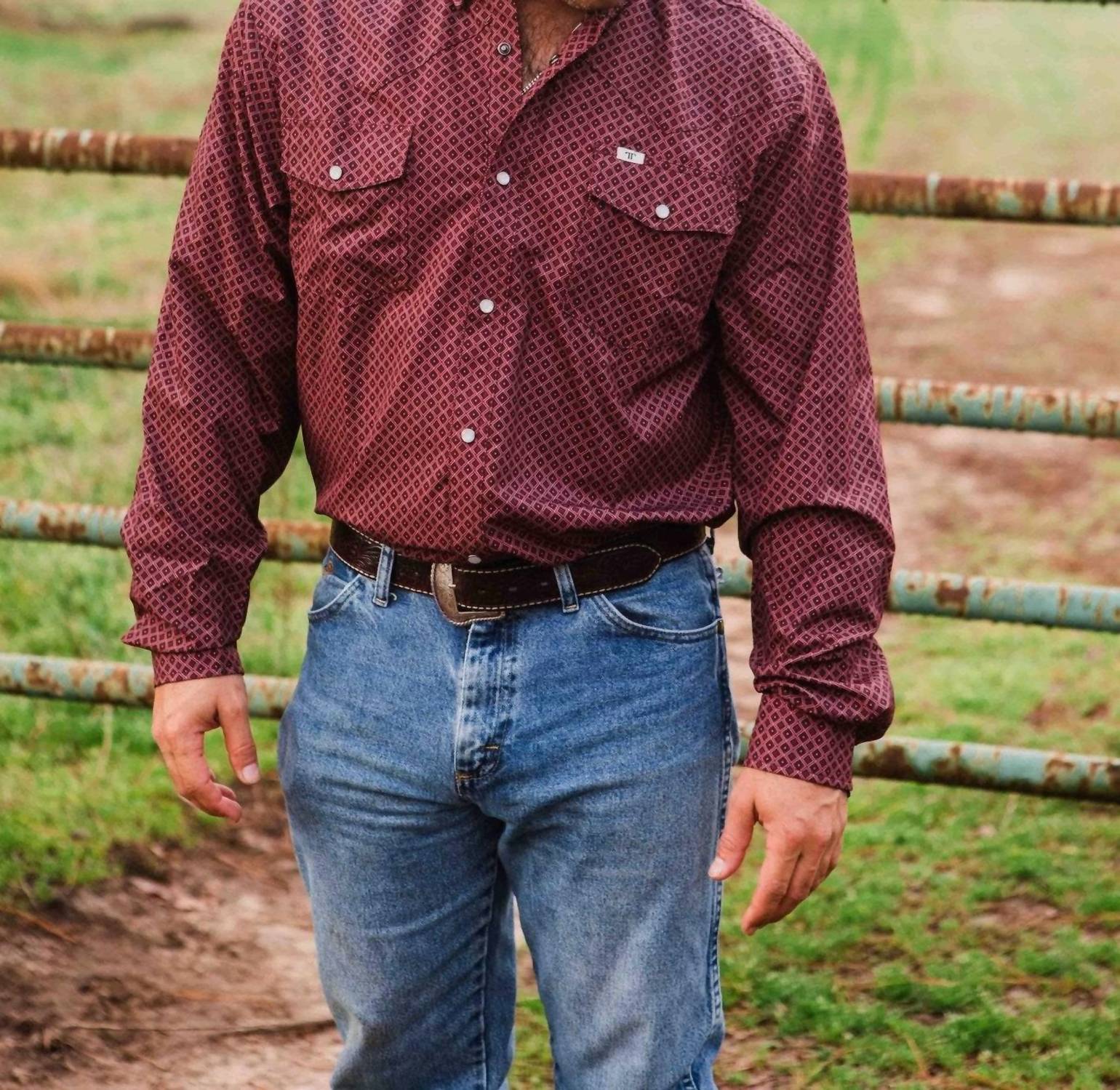 Nicholas Long Sleeve Shirt In Burgundy - Image 3