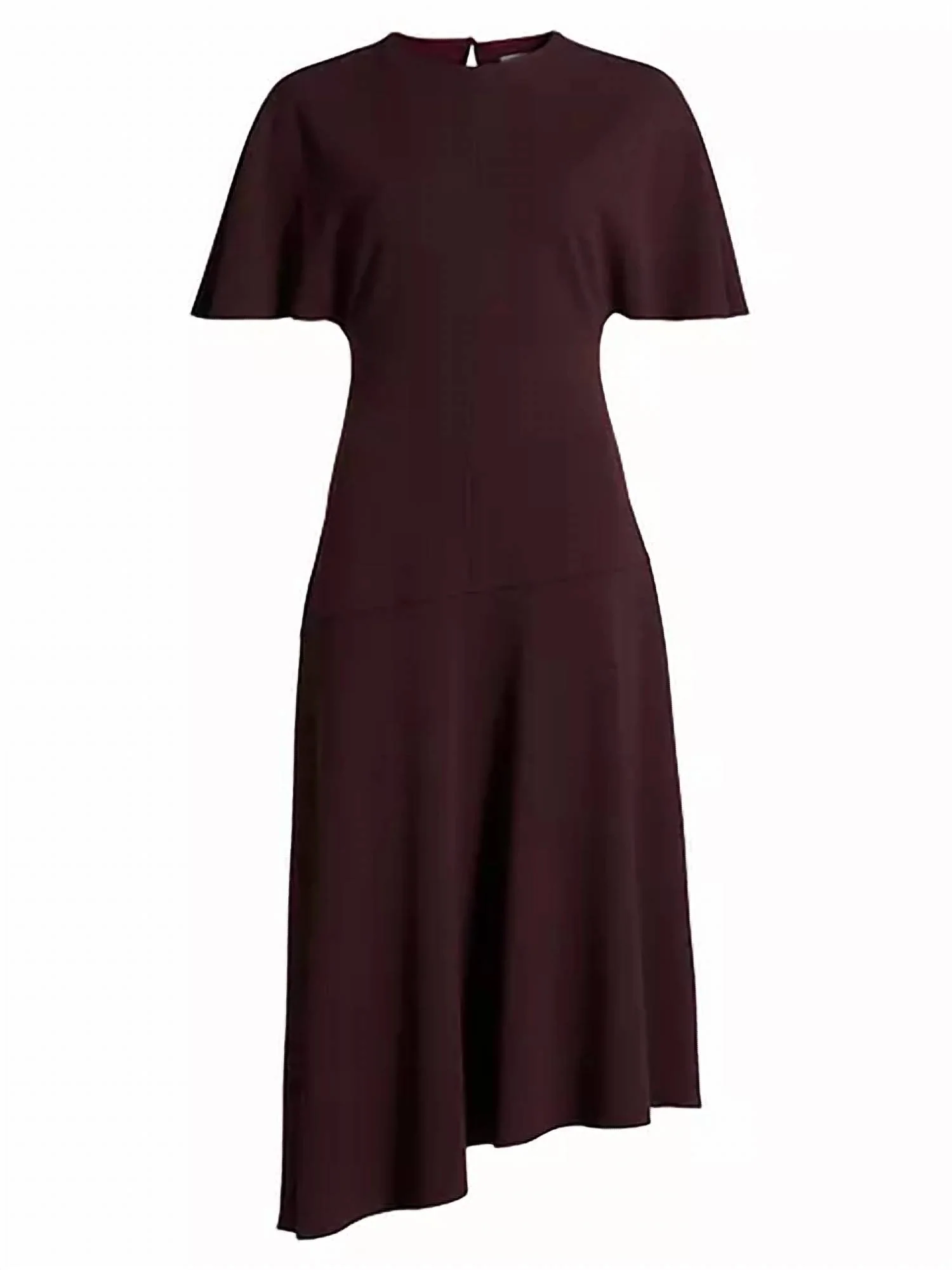 Nicola Asymmetric Midi Dress In Aubergine - Image 5