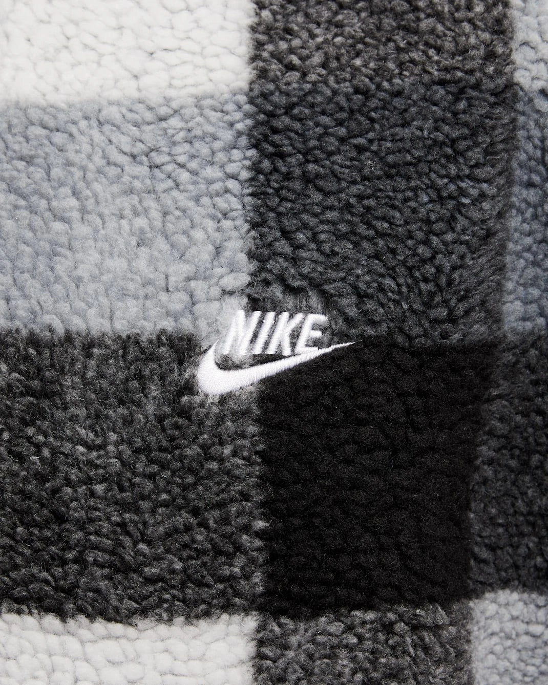 Nike Club Sweatshirt Mens Black White Plaid Fleece Winterized 1/2 Zip DSGL1 4 - Image 4